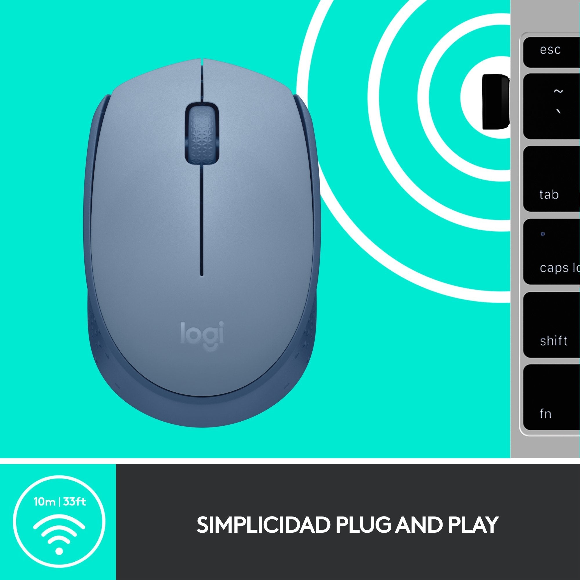 Logitech M171 Ratón Inalámbrico Gris Azulado 910-006866