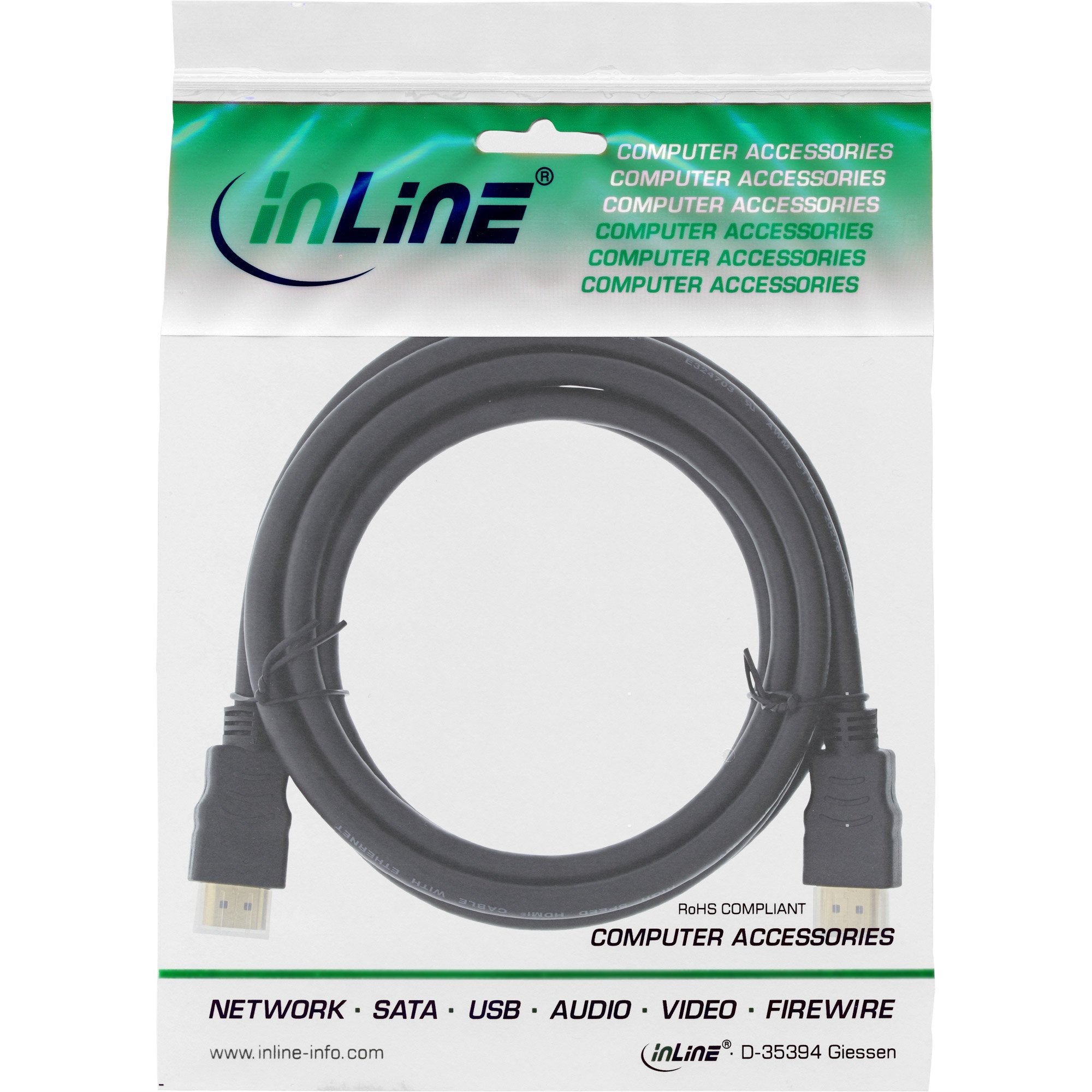 Cable Hdmi De Inline Con Ethernet Macho A Macho Negro 0,5m