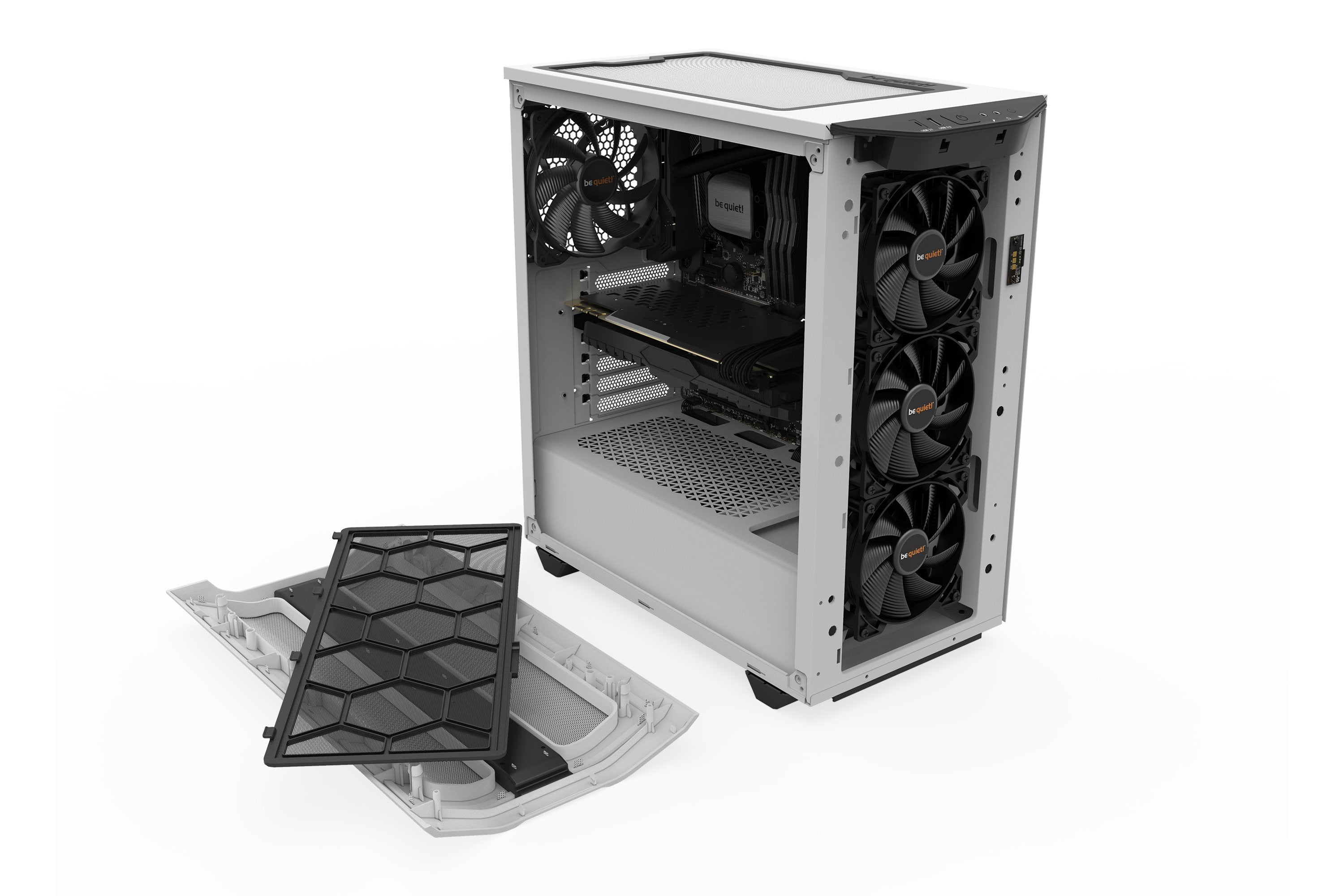 Caja Pc Be Quiet! Torre Atx Pure Base 500dx White Tira Led Argb Frontal/Cristal Templado/3x Vent 140 Bgw38
