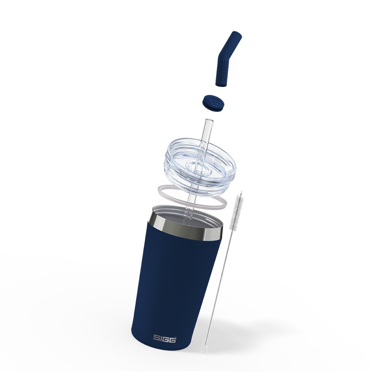 Taza De Café Sigg Helia Night Ink 0,45 L, Taza Térmica Azul Oscuro, Con Pajita