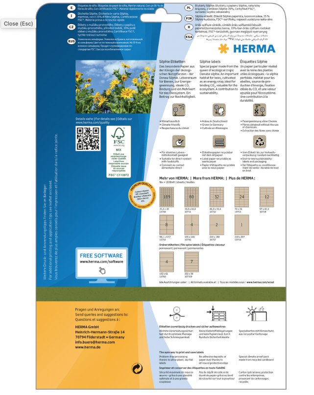 EAN 4008705107594 - HERMA 10759 etiqueta autoadhesiva Rectángulo Permanente Marrón 140 pieza(s) imagen 2