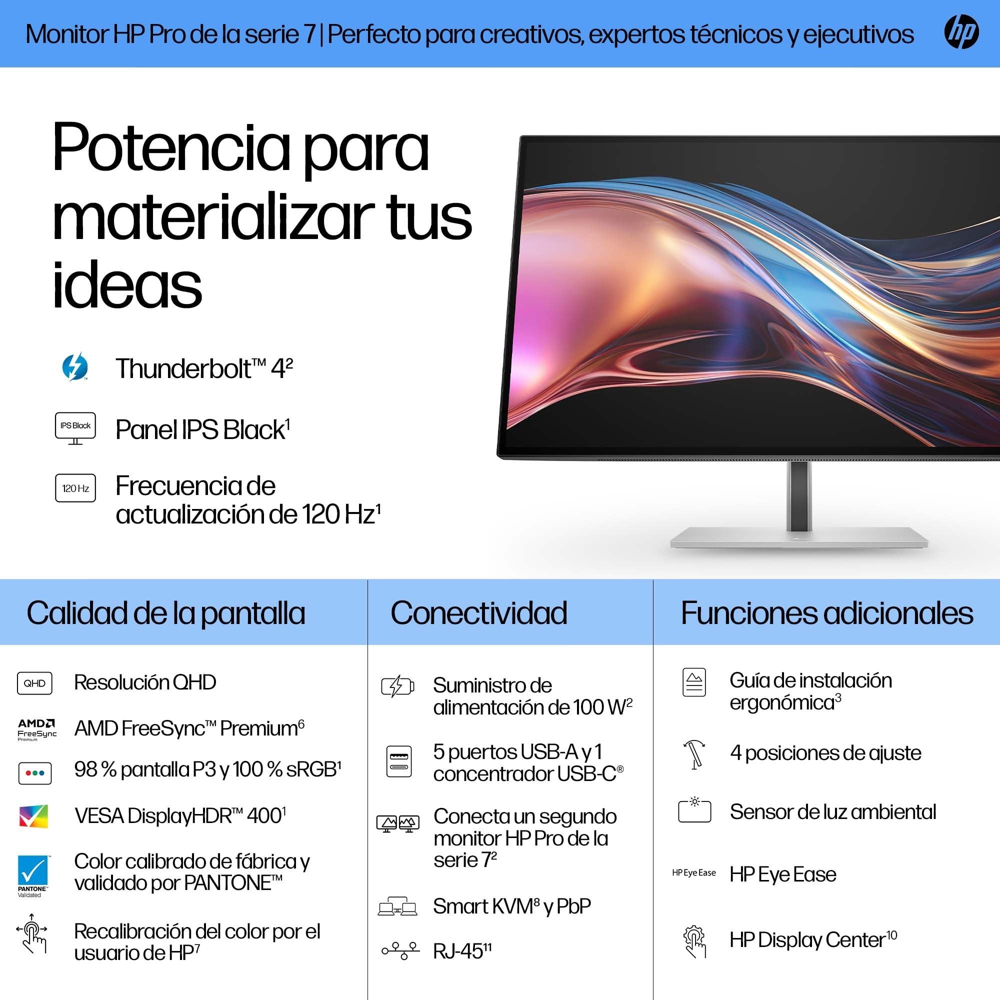 EAN 5715063748701 - HP Series 7 Pro 27 inch QHD Thunderbolt 4 Monitor - 727pu pantalla para PC 68,6 cm (27") 2560 x 1440 Pixe imagen 3