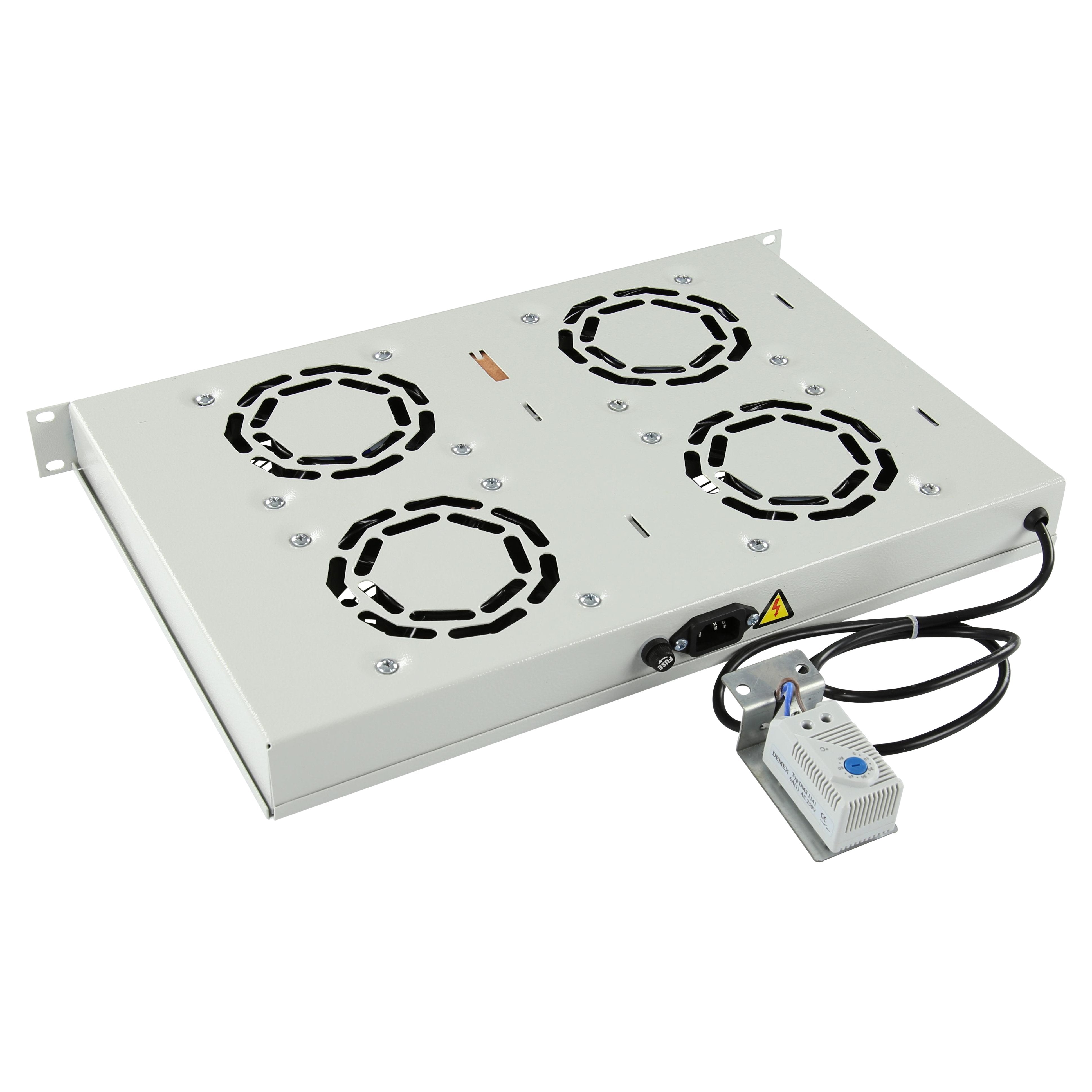 4 Fans, Analog Thermostat  Rack Mount Fan Module 1u
