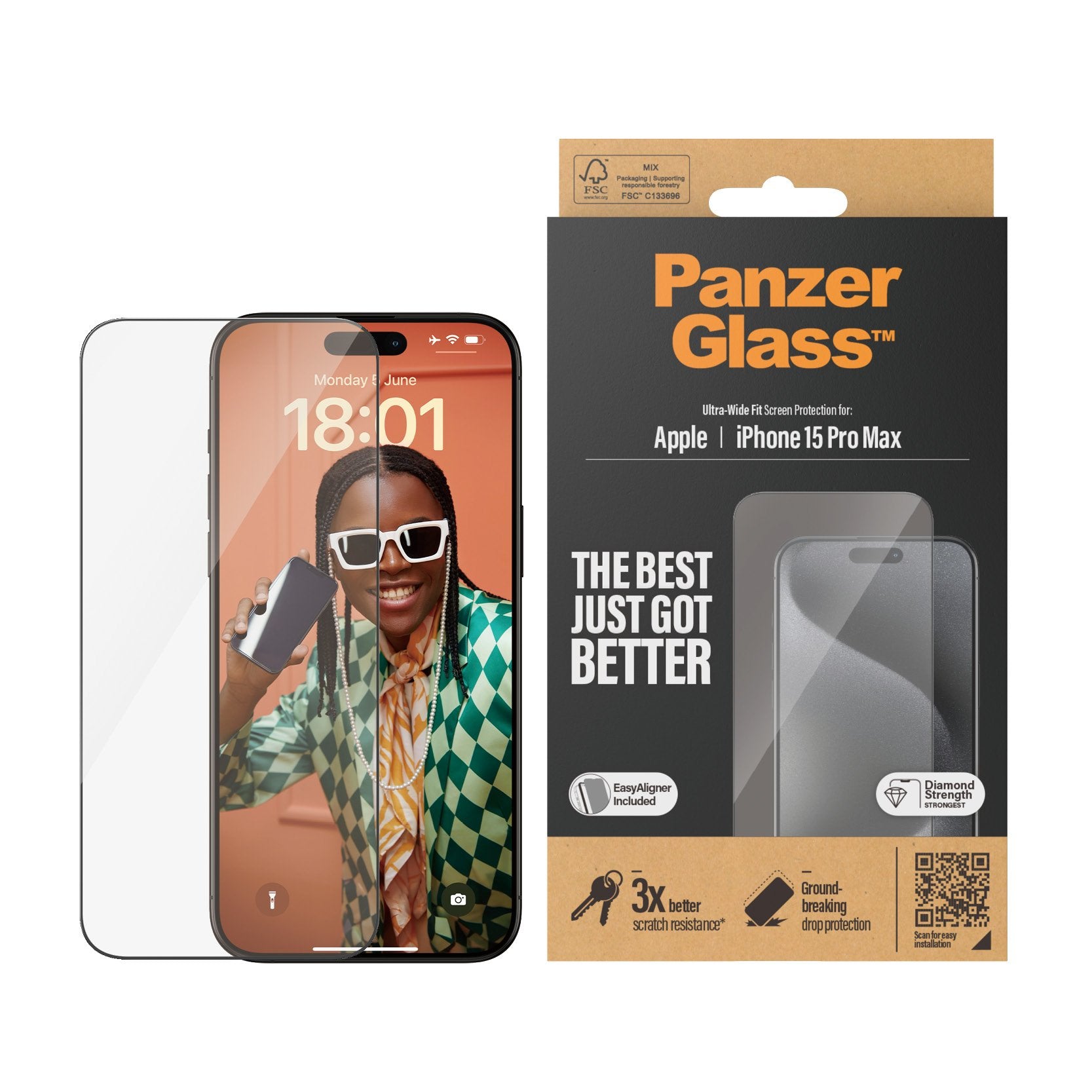 EAN 5711724028120 - PanzerGlass ® Screen Protector iPhone 15 Pro Max | Ultra-Wide Fit w. EasyAligner Protector de pantalla Ap imagen 2