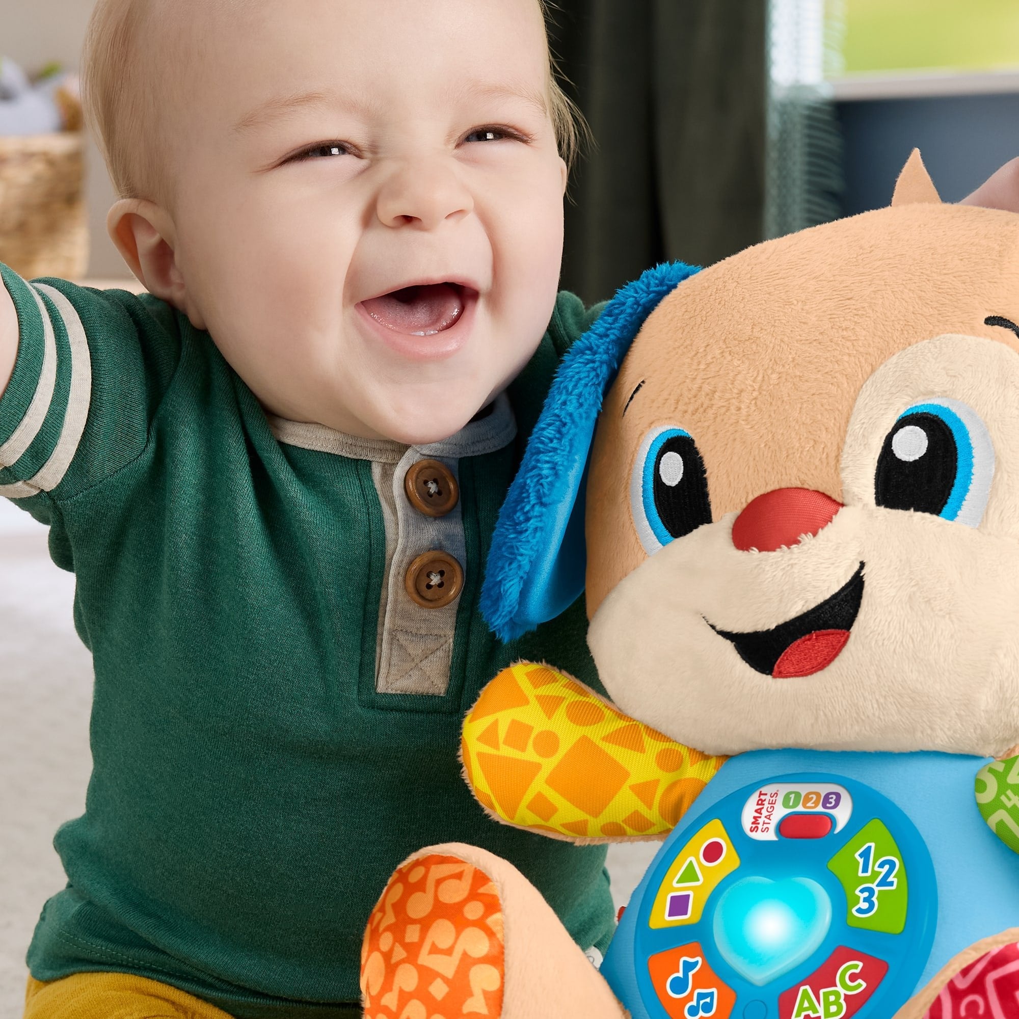 Fisher-Price Learning Fun Dog, Cuddly Toy Blue/Light Brown Jfd20