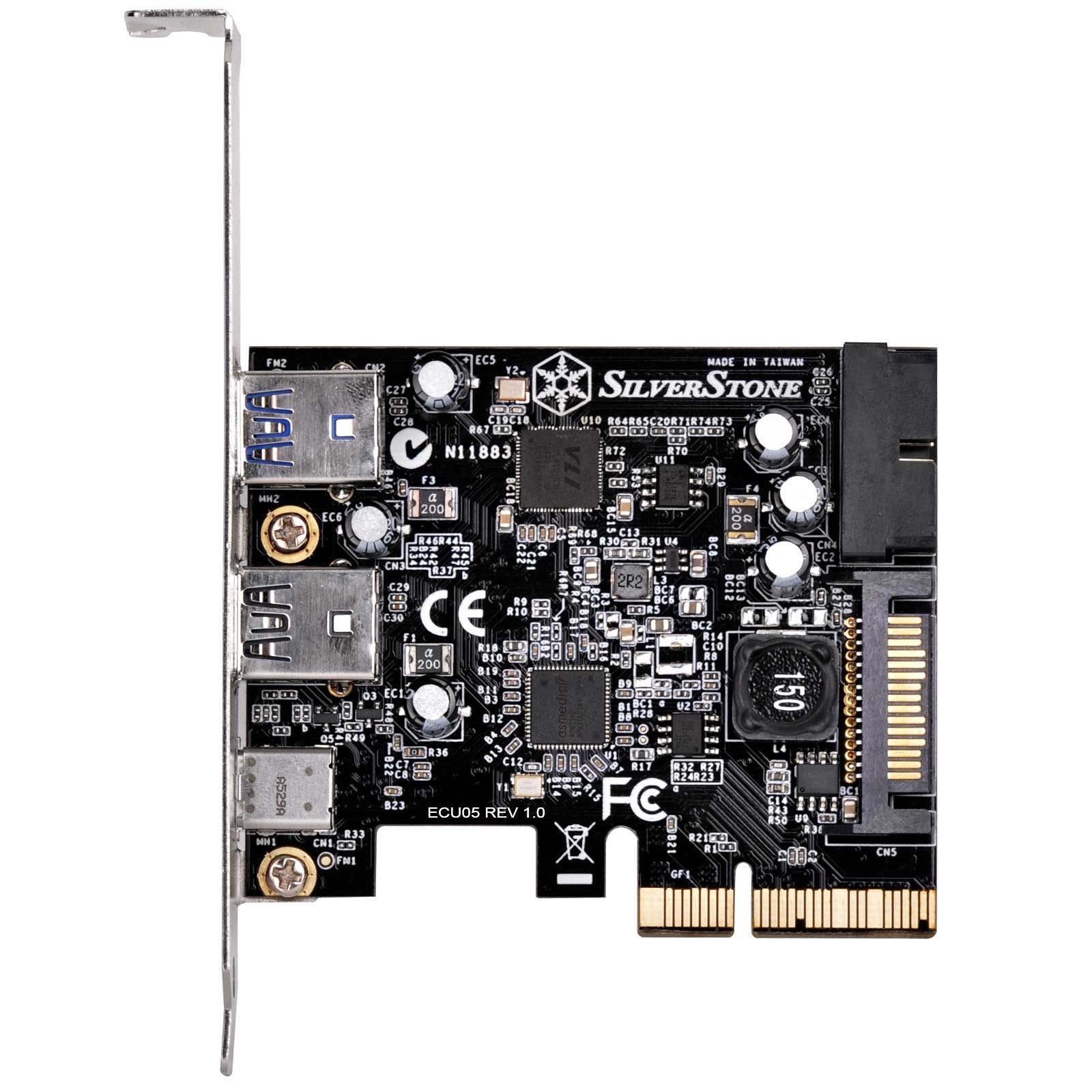 Silverstone Ecu05 Tarjeta De Expansión Pcie 2.0 Usb 3.0/Usb 3.1 Tipo-C