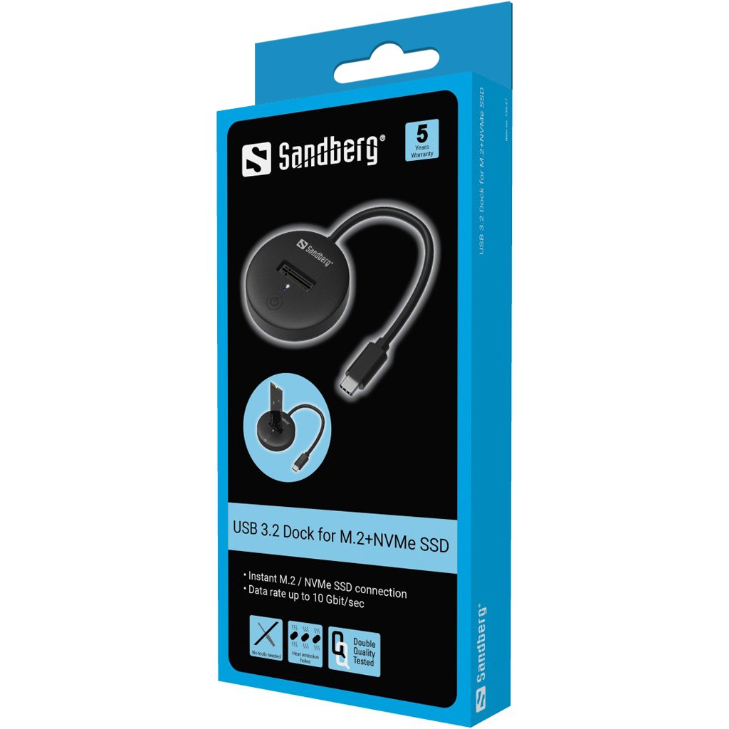 EAN 5705730136474 - Sandberg 136-47 base de conexión para disco duro USB Tipo C Negro imagen 8