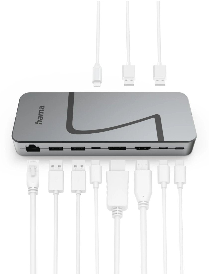 Hama Essential Hub Usb 2.0/3.2 - Potencia Maxima 140w - Cable Usb-C De 40cm - Lan Ethernet 2.5gbps - Displayport 8k -