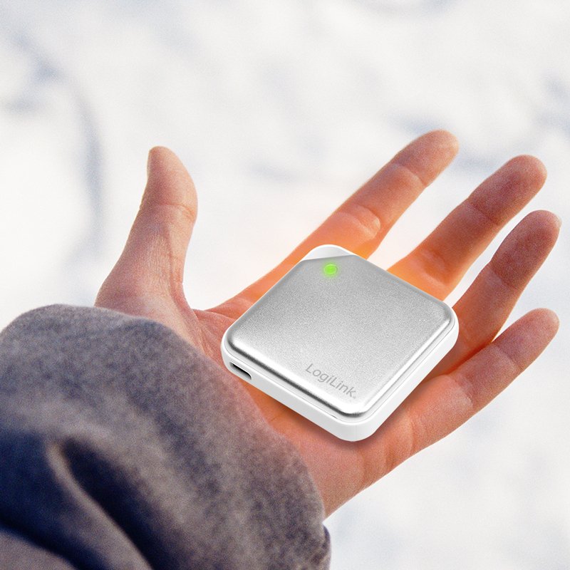 Bateria Externa Power Bank   2000, Con Lampra Led Y Calentador De Manos , Slim, Blanco Logilink