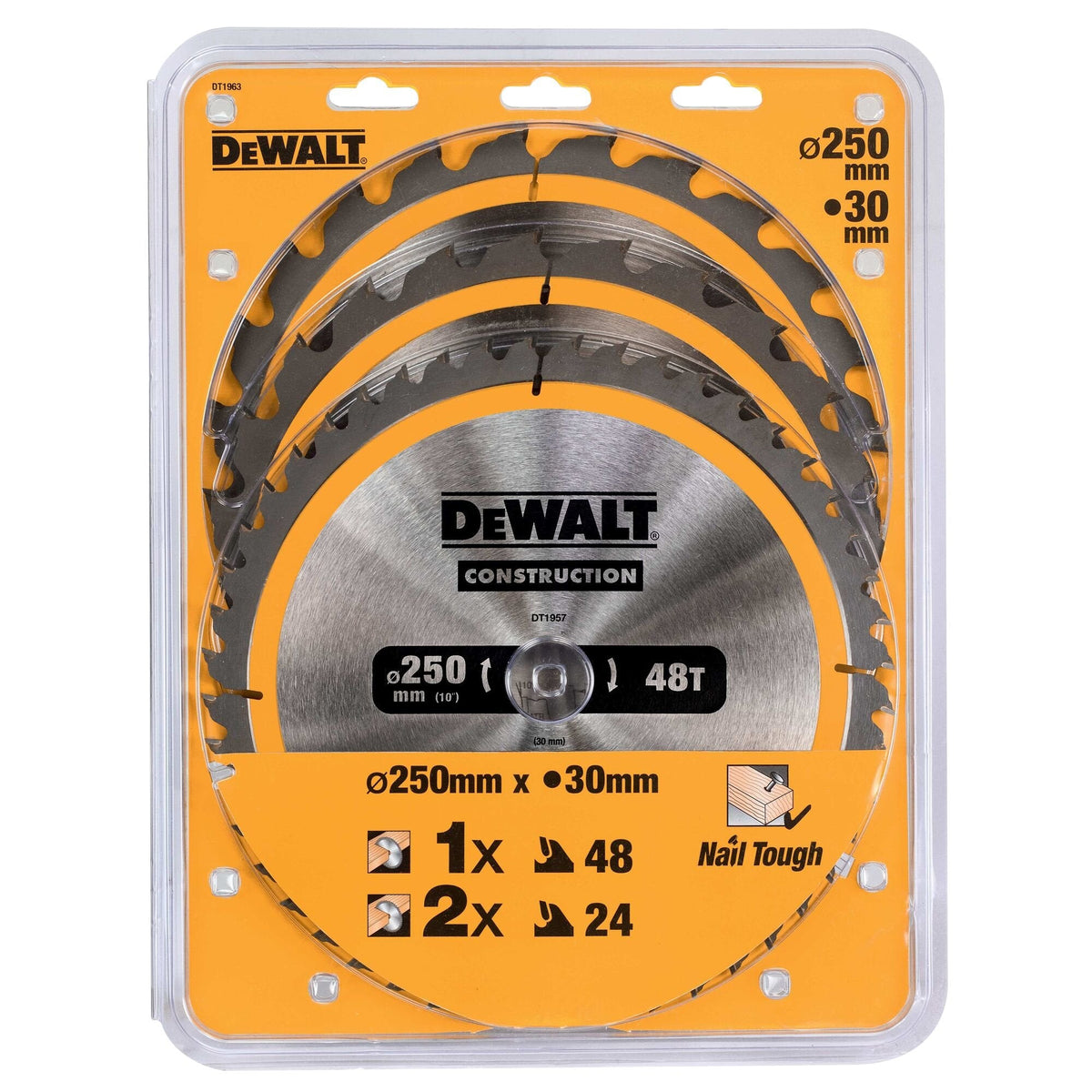 Dewalt Pila Tarczowa Ex Kpl. 3szt. 250mm 2x24z, 1x48z Dt1963