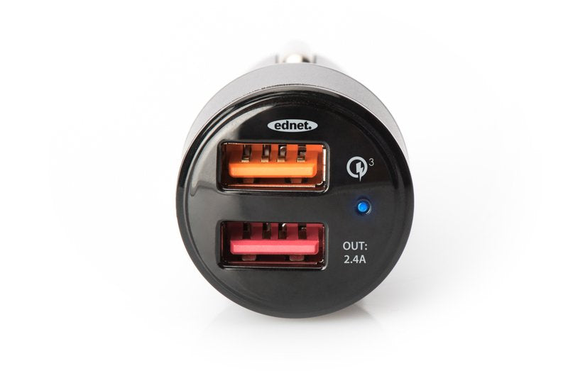 Cargador De Coche Ednet Quickcharge 3.0 Dualport Negro