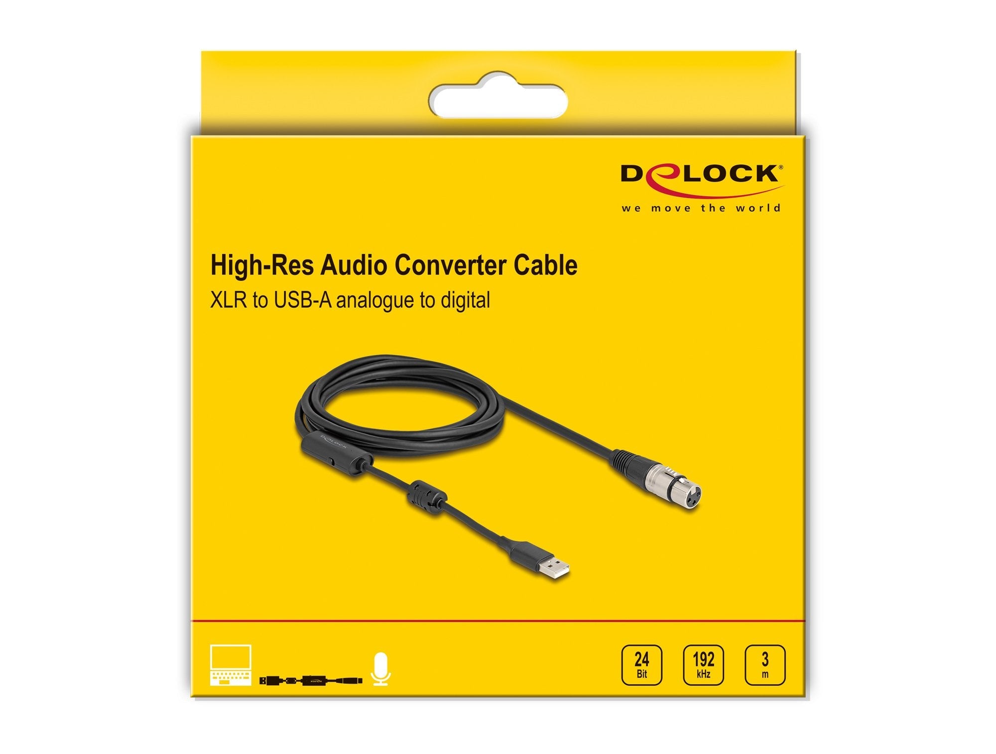 Delock 84178 Cable Convertidor De Audio De Alta Resolución Xlr De 3 Clavijas A Usb Tipo-A Analógico A Digital De 3 M