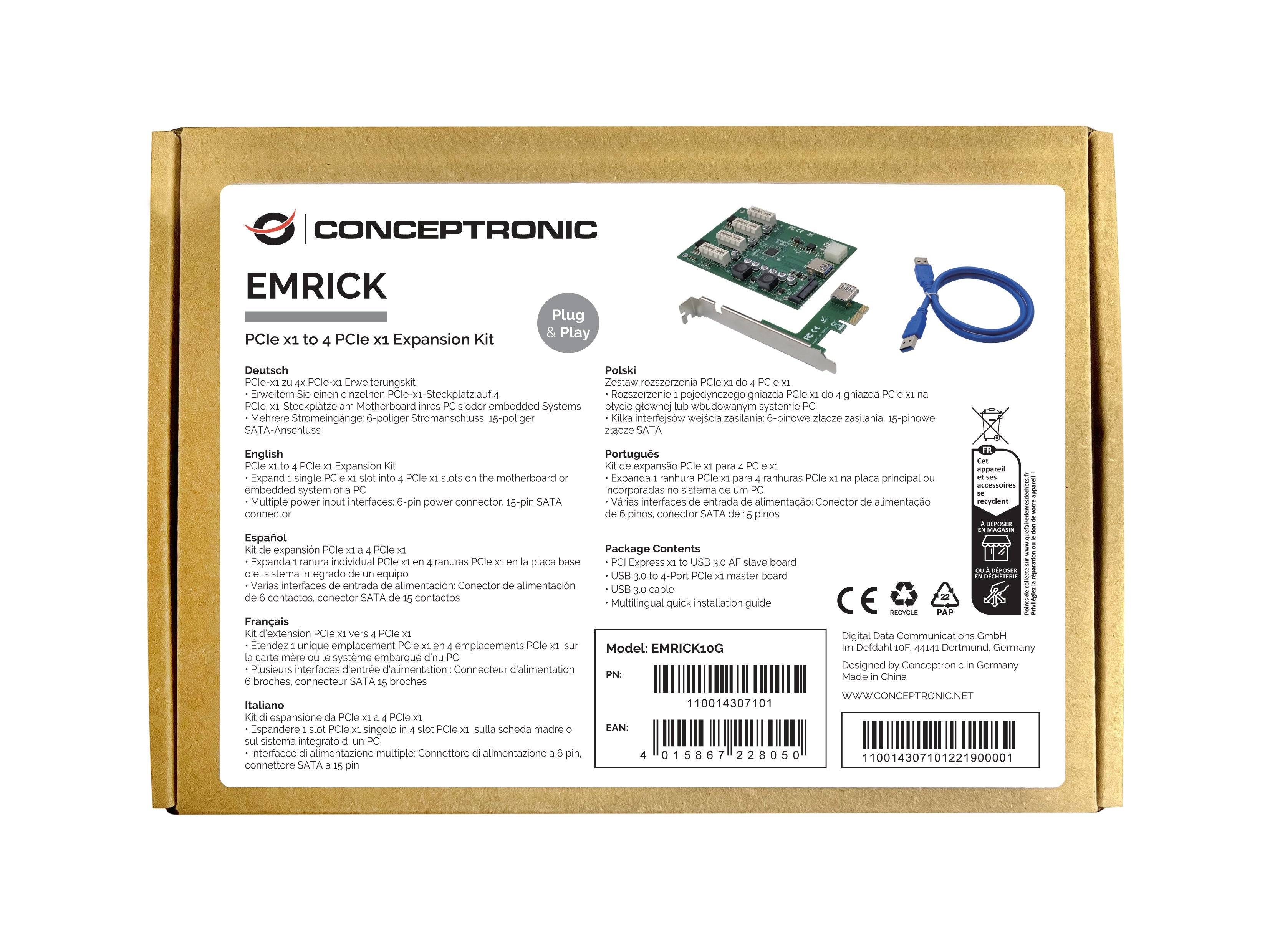 Conceptronic Pci Express Card Pcie X1 To 4 Pcie X1 Expan.Kit