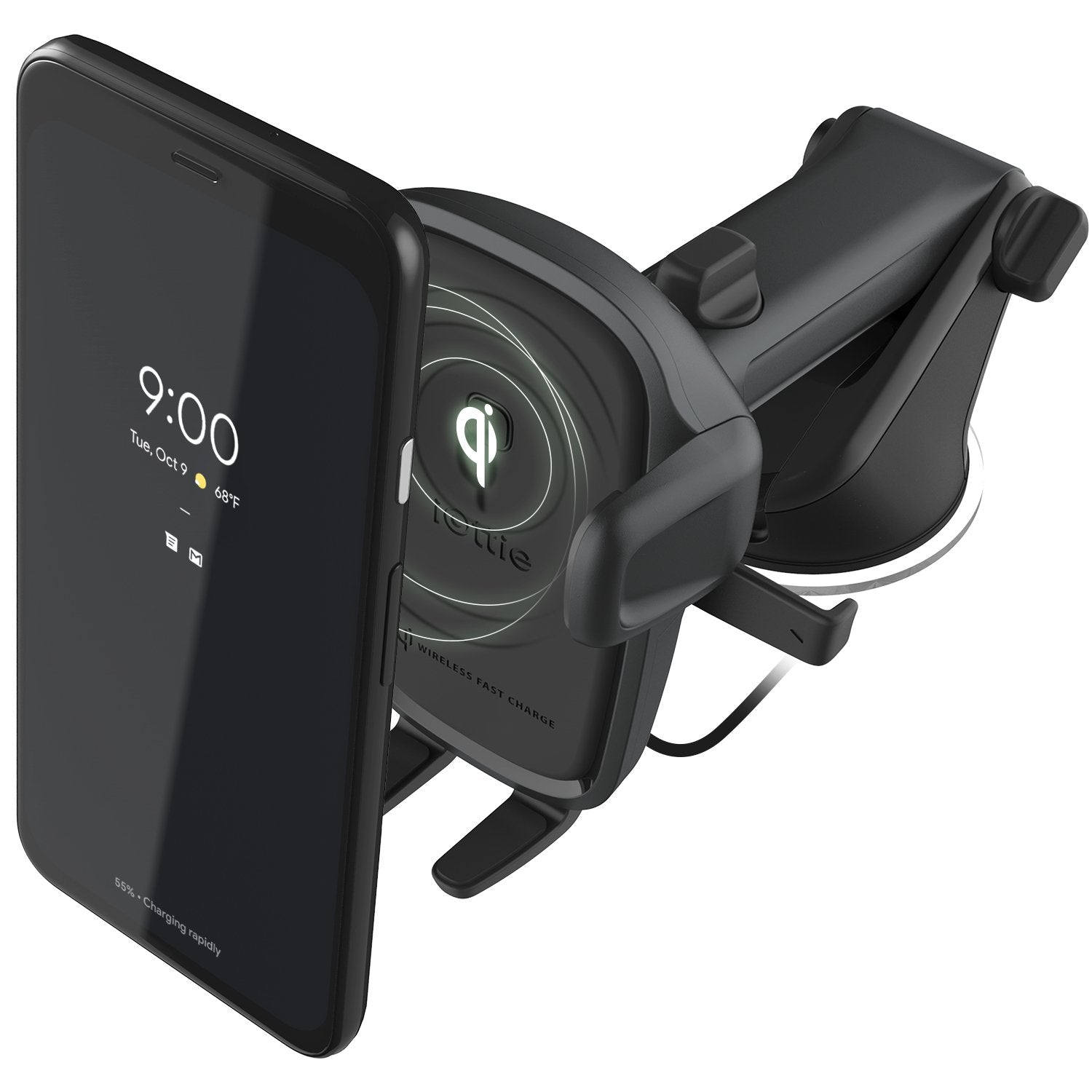 Cargador Inalámbrico  Iottie Easy One Touch Wireless 2 Smartphone Negro Usb Carga Rápida Auto