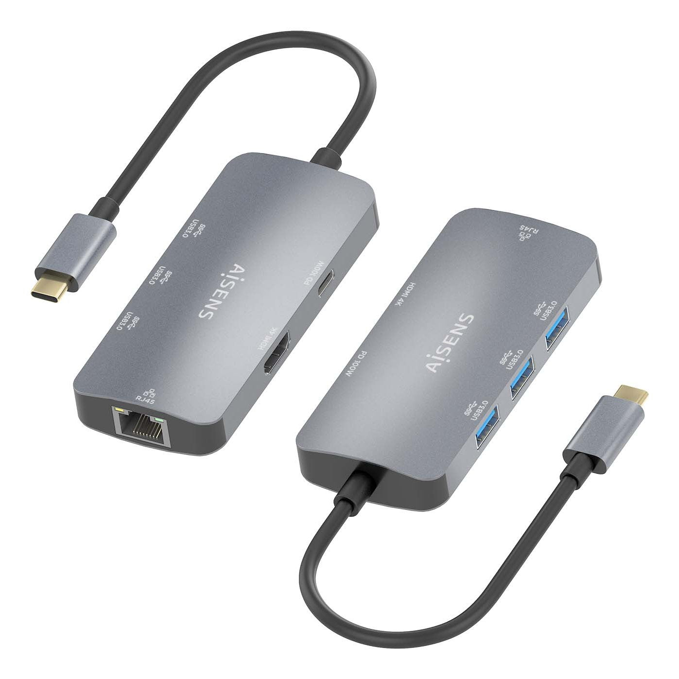 EAN 8435739901748 - AISENS ASUC-6P019-GR base para portátil y replicador de puertos Alámbrico USB 3.2 Gen 1 (3.1 Gen 1) Type- imagen 3