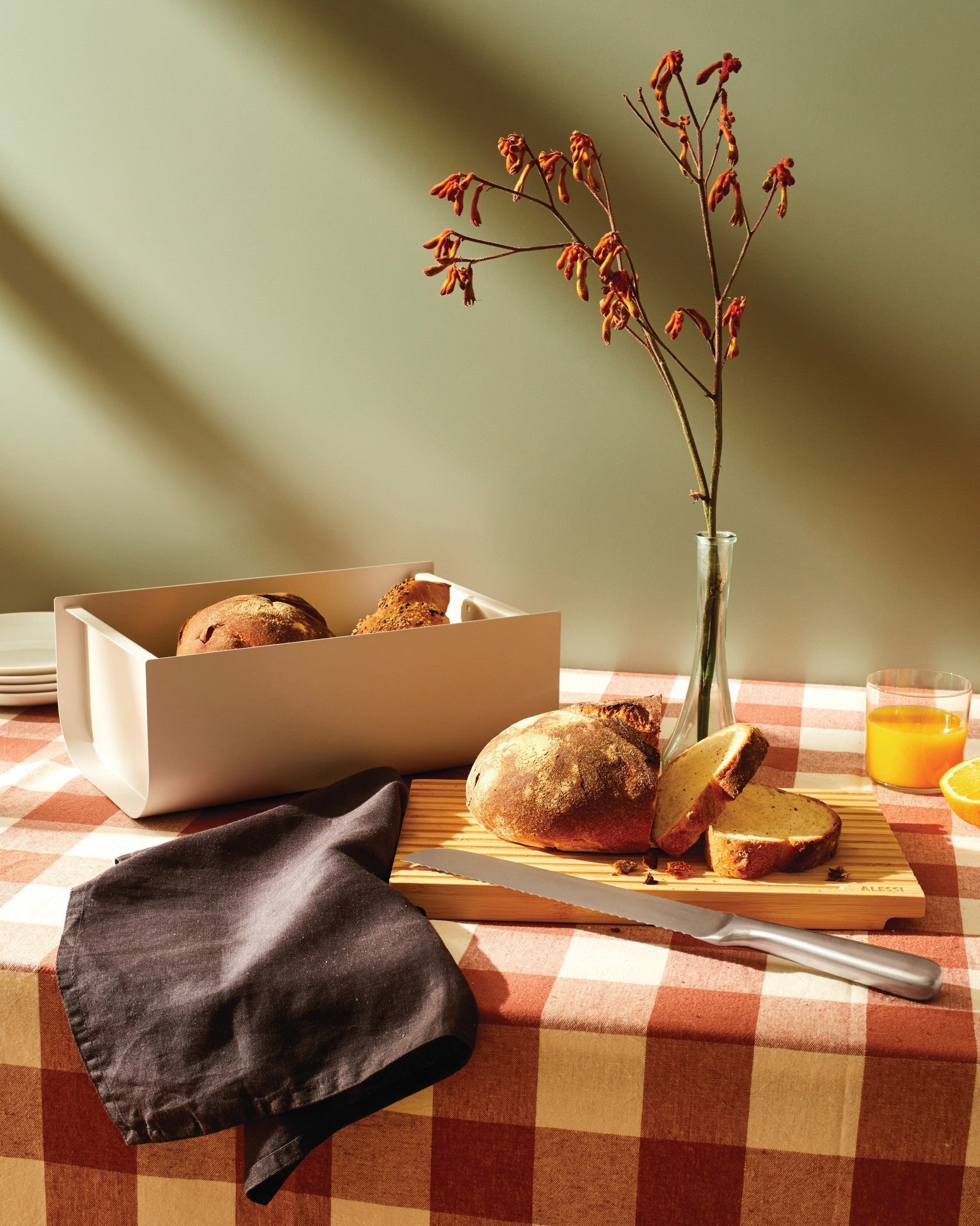 Alessi Bg03 Wg Mattina Brotkasten, Stahl Bambusholz, Warm Gris