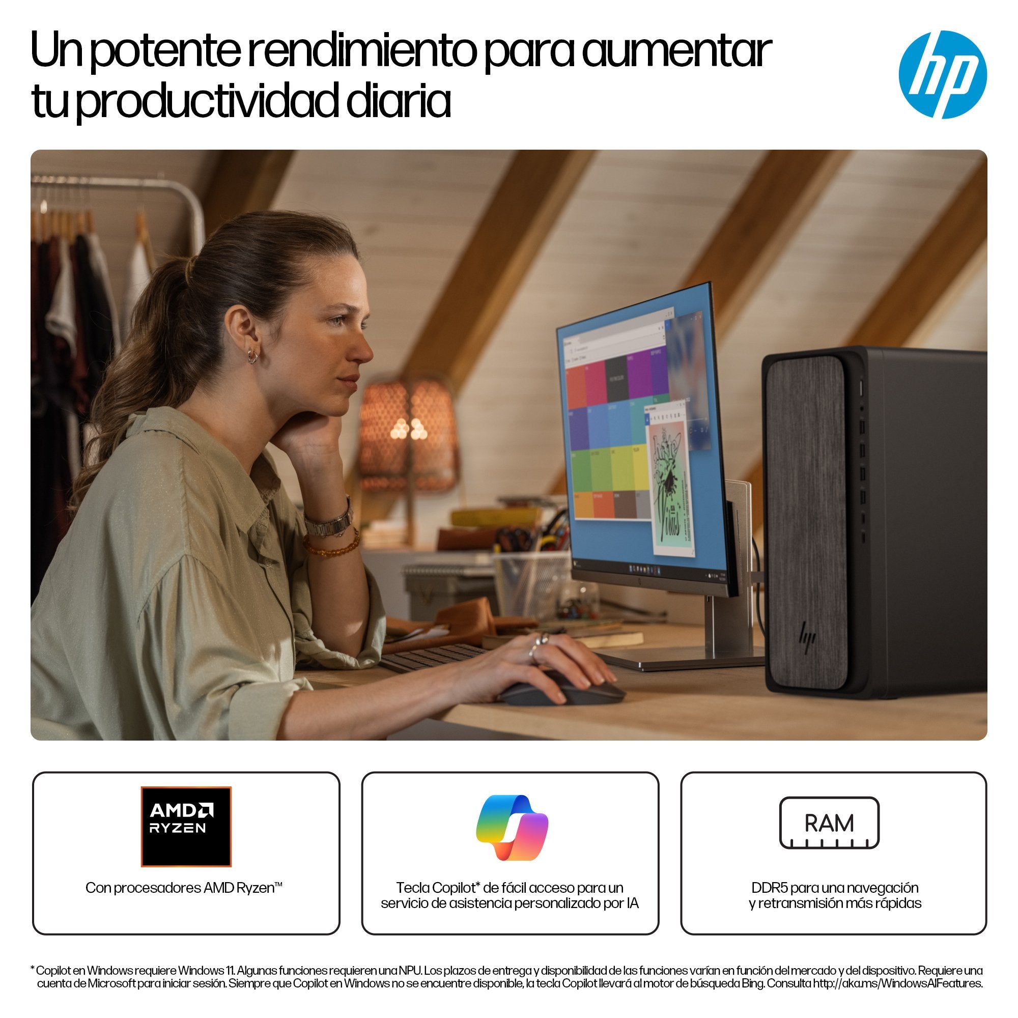 EAN 0199764264343 - HP OmniDesk M02-0013ns AMD Ryzen™ 5 8500G 16 GB DDR5-SDRAM 1 TB SSD Windows 11 Home Torre PC Negro, Gris imagen 6