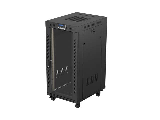 Lanberg Rack Cabinet 19" Free-Standing 24u 600x800 Flat Pack With Glass Door Lcd Negro V2