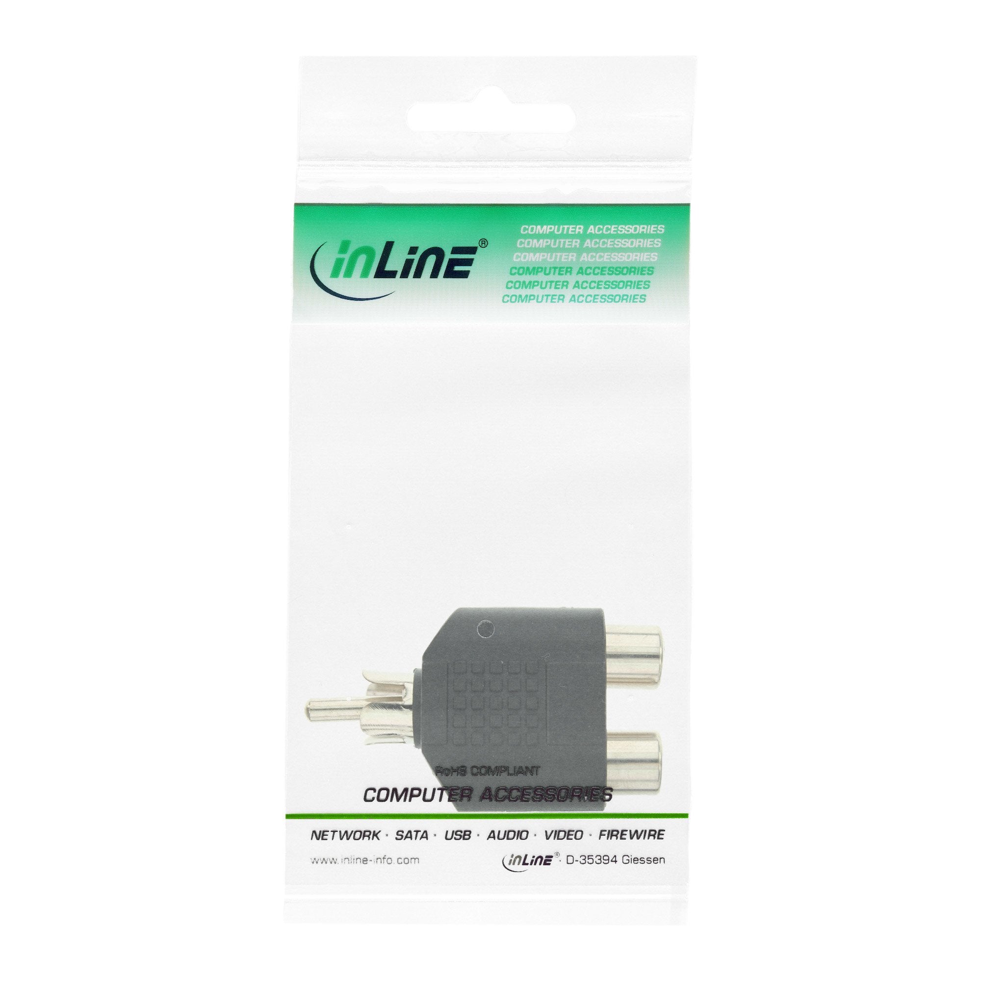 Adaptador De Audio Inline Rca Macho A 2x Rca Hembra