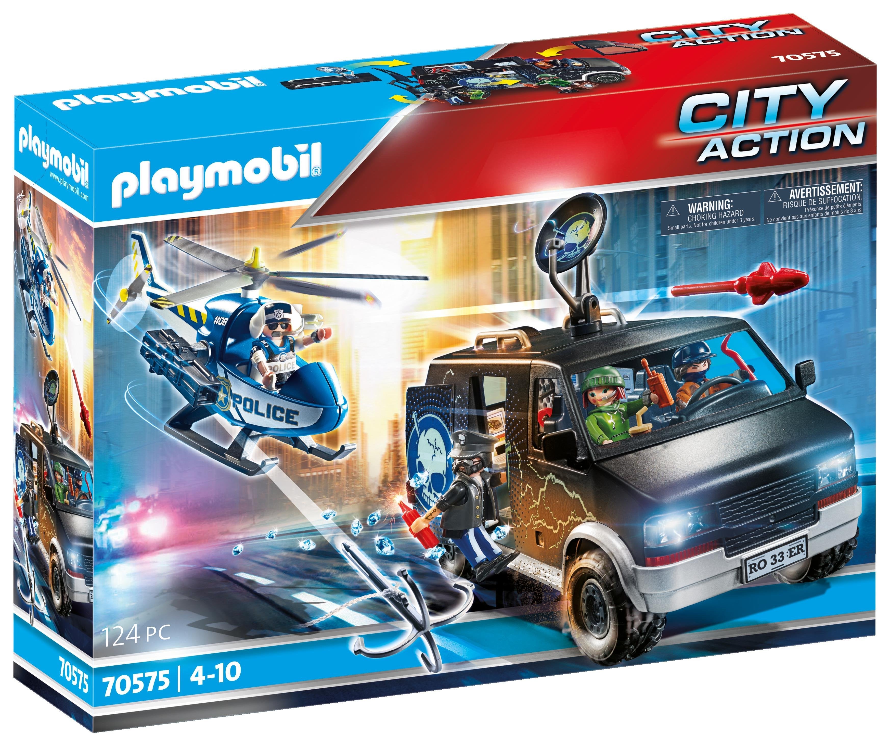 Playmobil Ciudad Helicoptero De Policia Persecucion Del Vehiculo Huido