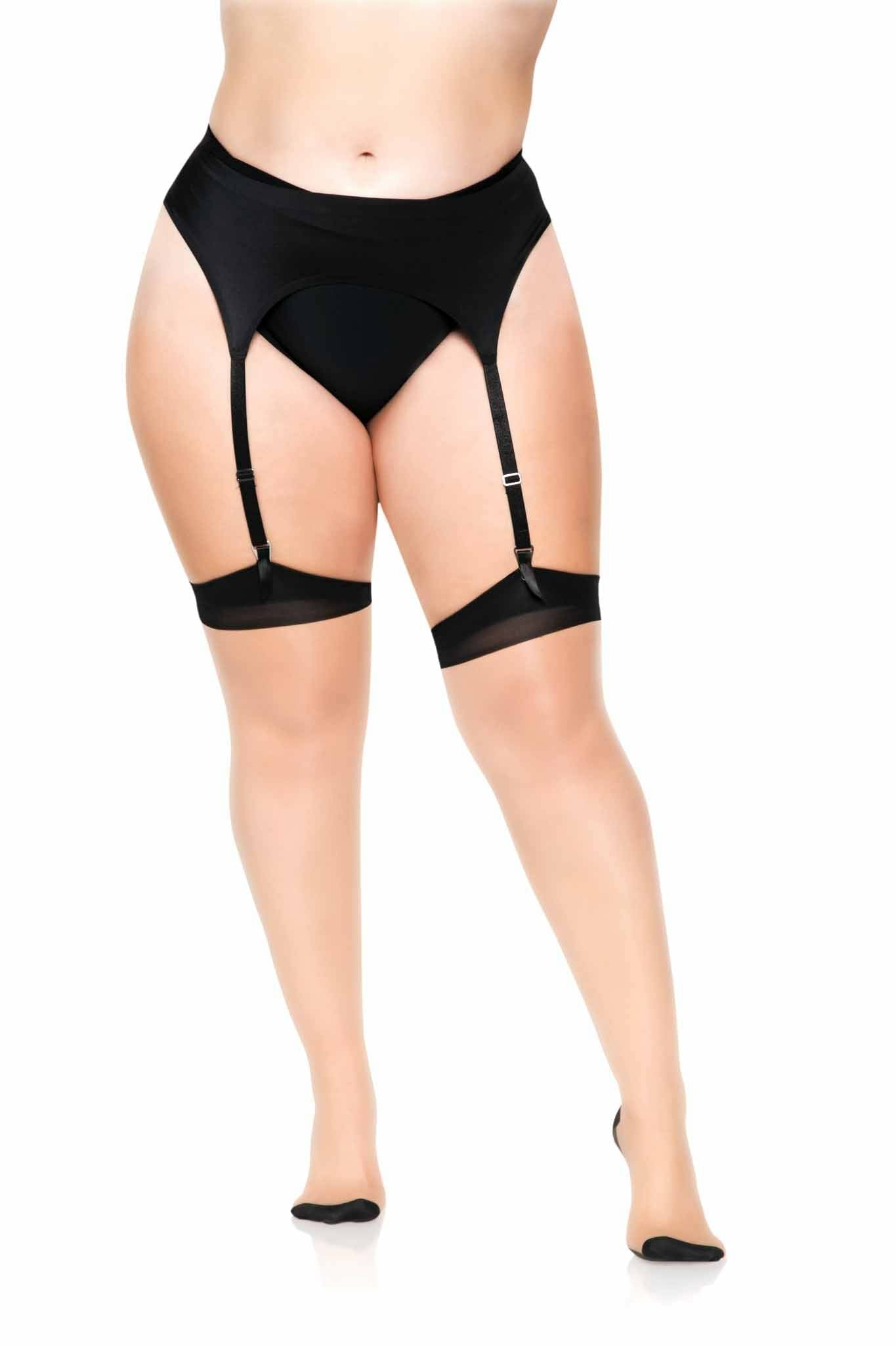 Leg Avenue - Medias Nude Con Tacon Cubano Y Costura Trasera Plus