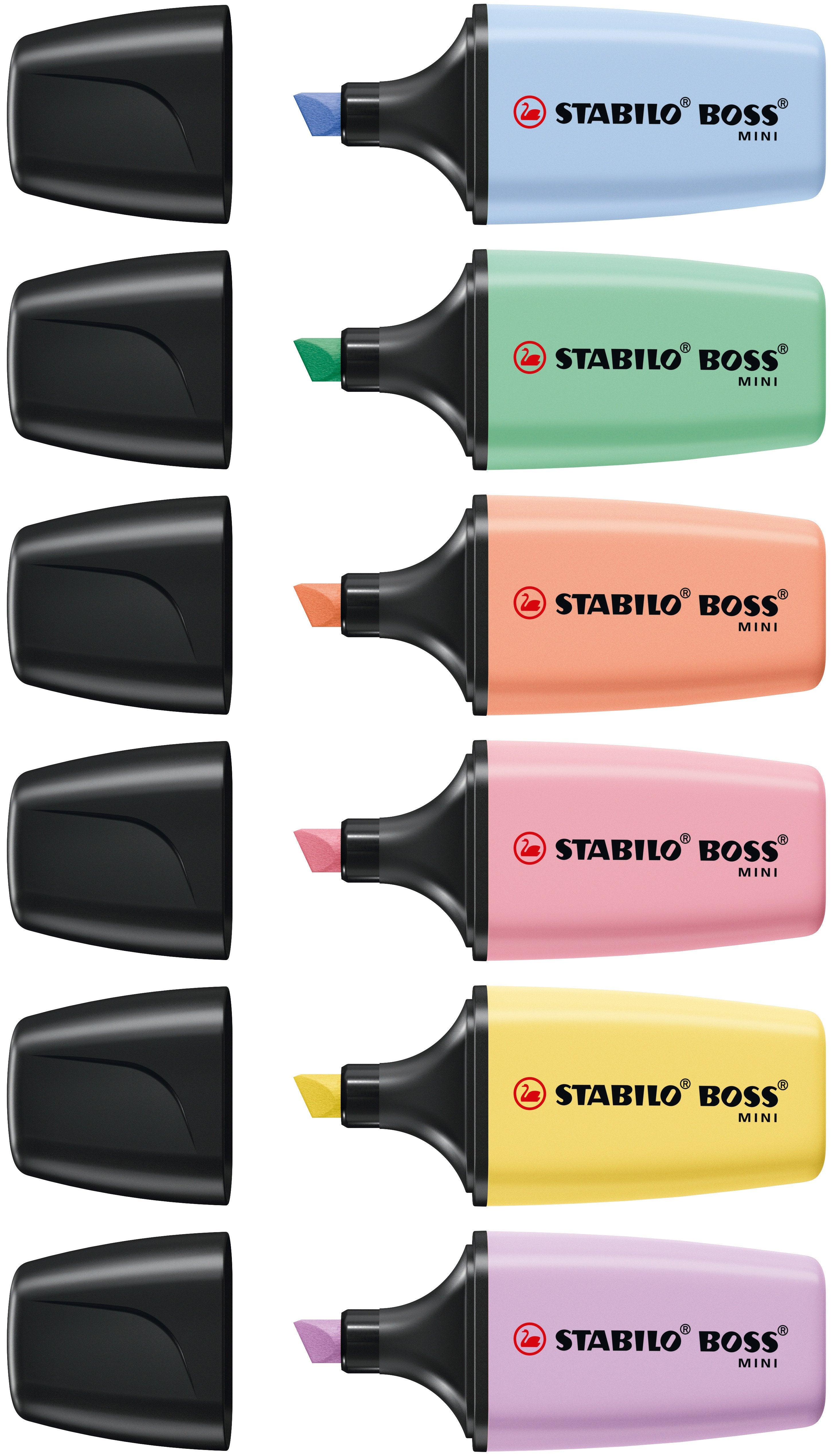 Stabilo Boss Mini Pastel Pack De 6 Marcadores Fluorescentes - Trazo Entre 2 Y 5mm - Tinta Con Base De Agua - Antisecado