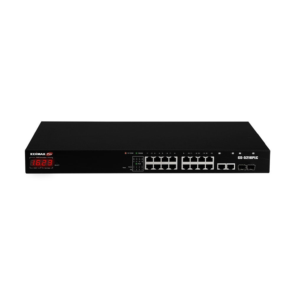 EAN 4717964704252 - Edimax GS-5216PLC switch Gestionado Gigabit Ethernet (10/100/1000) Energía sobre Ethernet (PoE) Negro imagen 1