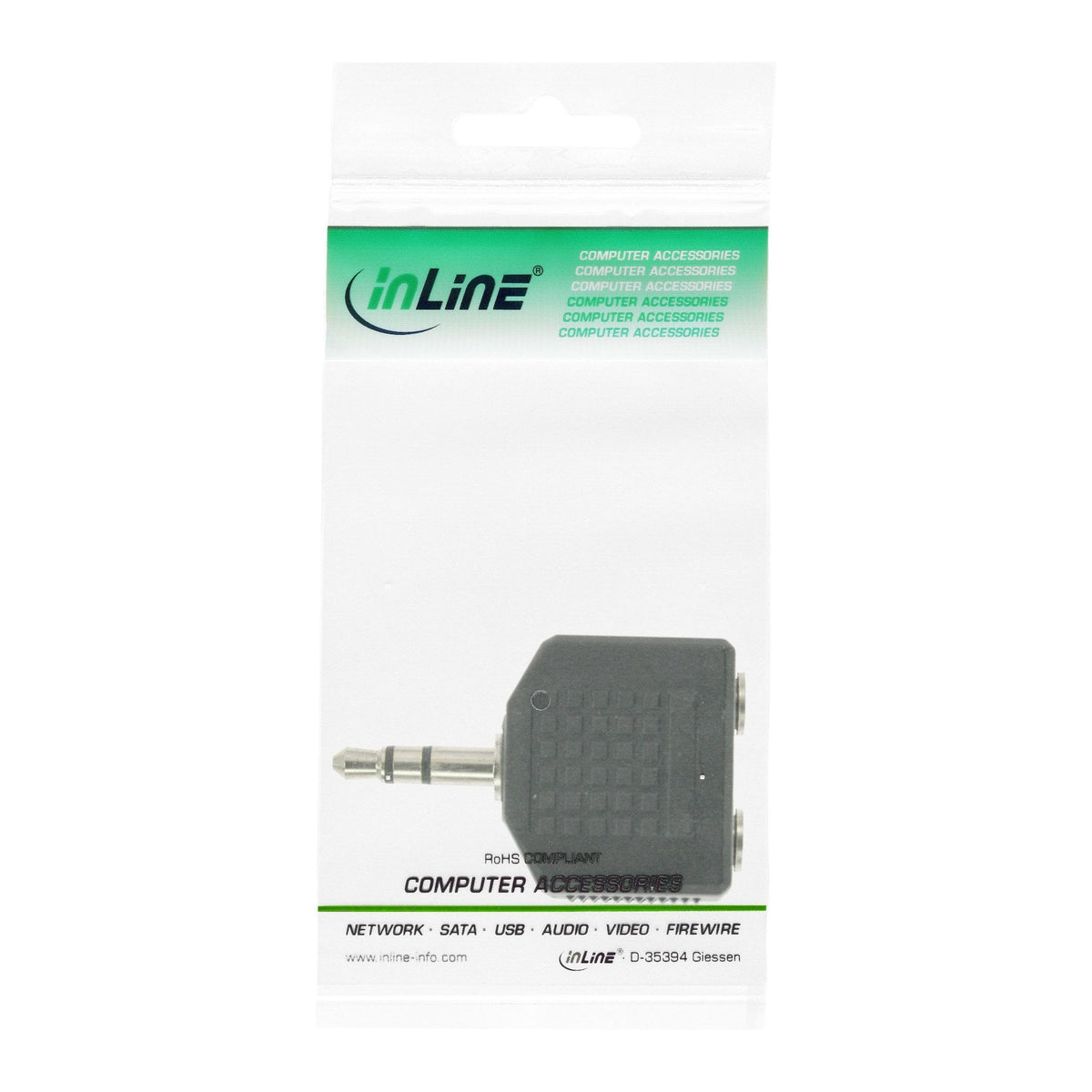 Adaptador De Audio Inline De 3,5 Mm Macho A 2x 3,5 Mm Estéreo Hembra