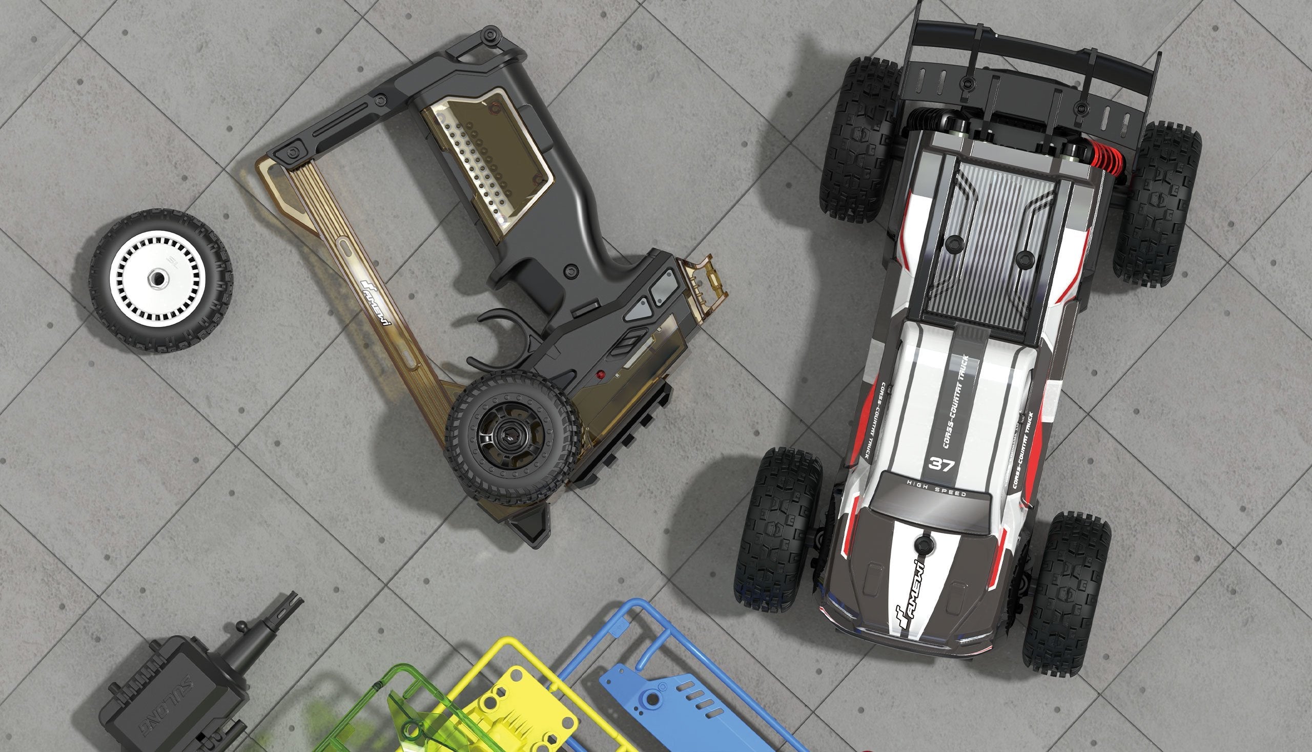 Amewi Rc Auto Hero Truggy Diy/Ohne Akku 51teile Blanco/8+