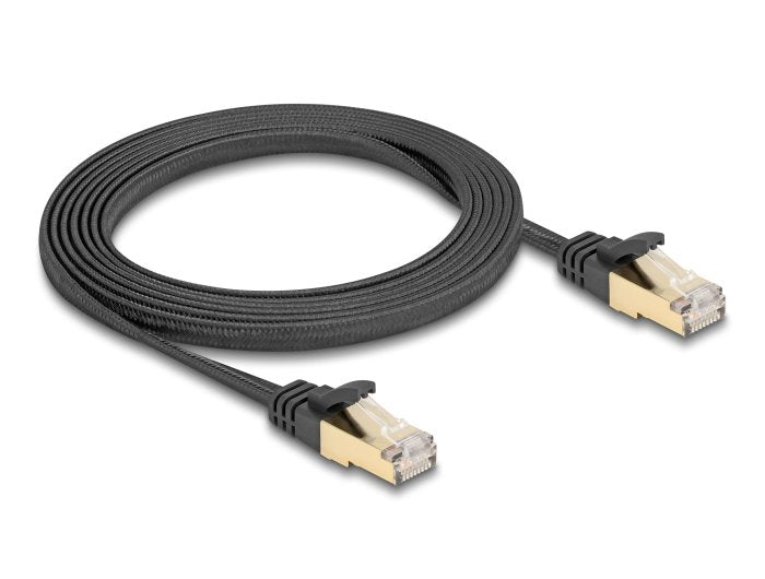 Delock Rj45 Cable De Red Plano Trenzado Cat.6a S/Ftp Macho 2m Negro