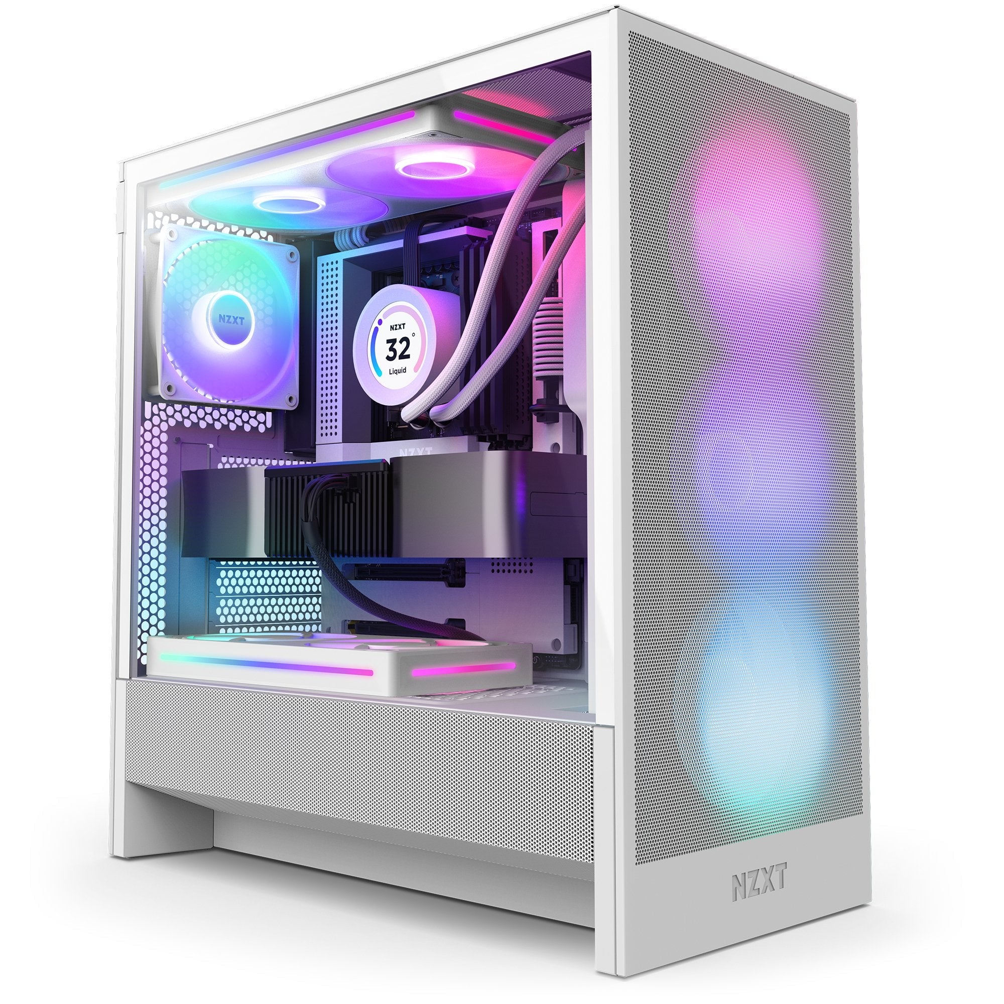 Caja Pc Nzxt H5 Flow Rgb 2024  Vidrio Templado Cc-H52fw-R1 Blanca