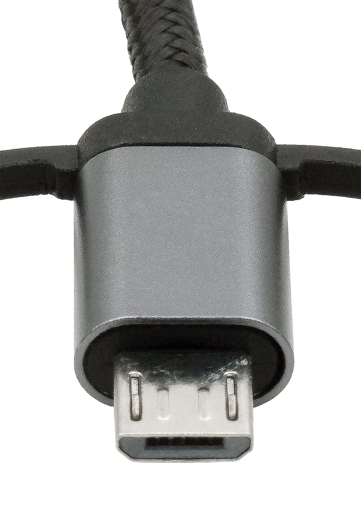 Usb 3-In1 Ladecable Lightning C Micr Negro Umflochtenes Nylon 1m