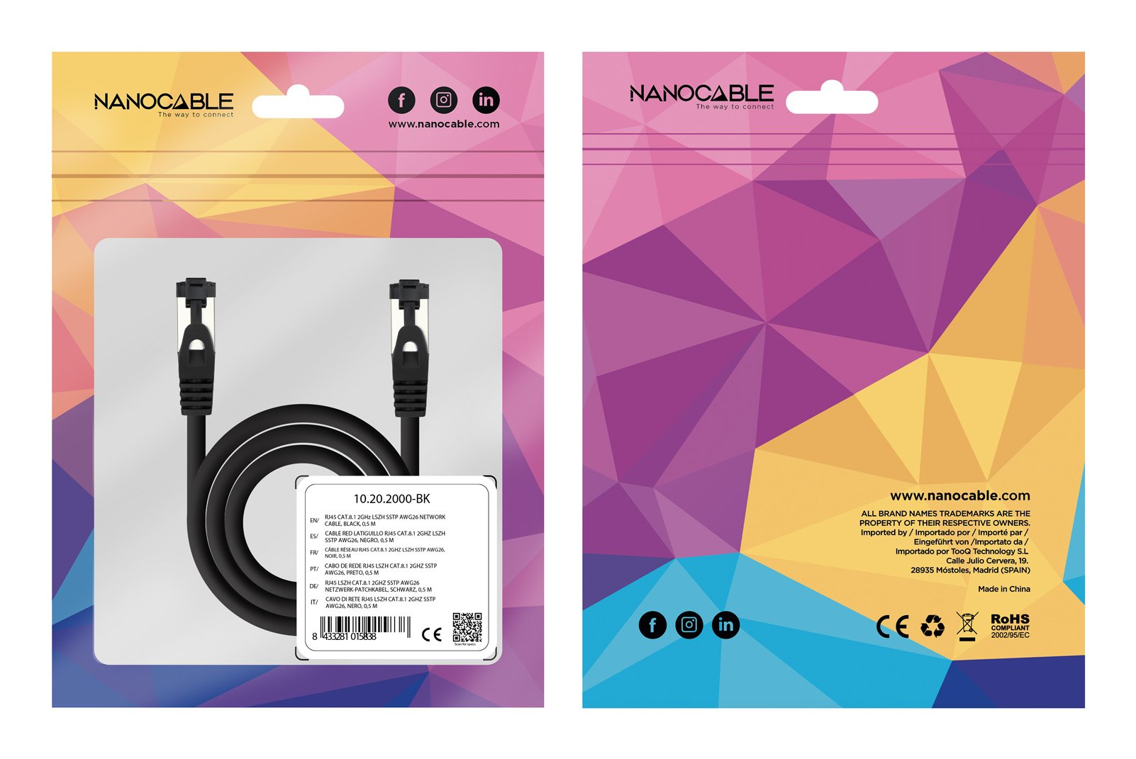 EAN 8433281016118 - Nanocable 10.20.2010-BK cable de red Cat8.1 S/FTP (S-STP) imagen 5