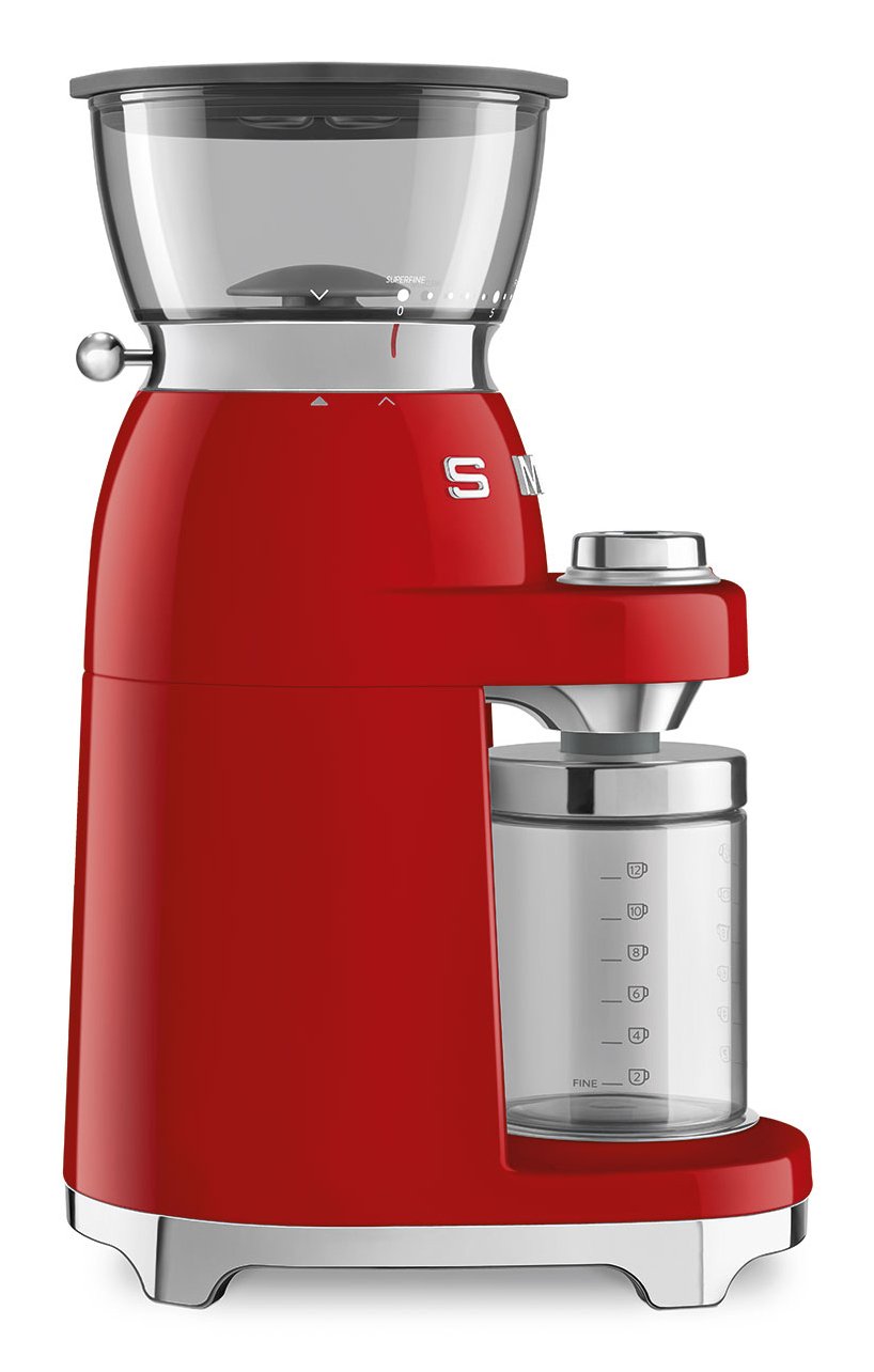 Molinillo De Café Smeg Cgf03rdeu, 15 Niveles De Molienda, Depósito De 240 G, 150 W, Rojo