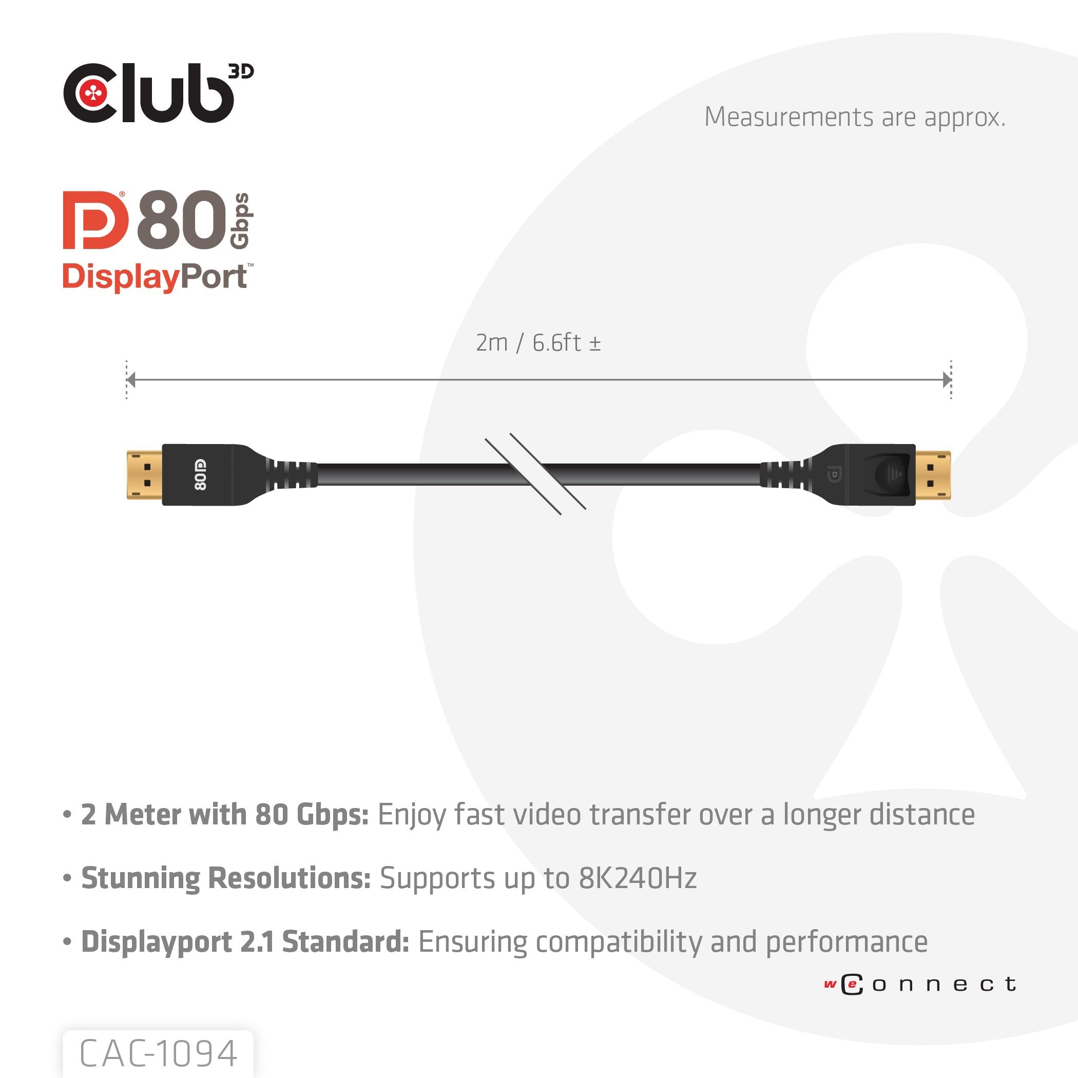 EAN 8719214473549 - CLUB3D CAC-1094 cable DisplayPort 2 m Negro imagen 7