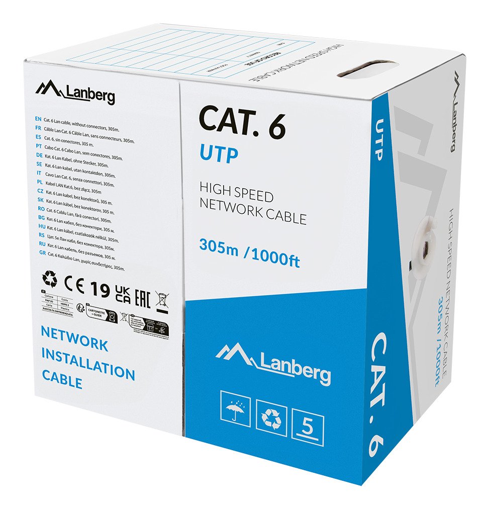 EAN 5901969448122 - Lanberg LCU6L-11CU-0305-S cable de red Gris 305 m Cat6 U/UTP (UTP) Alrededor imagen 1