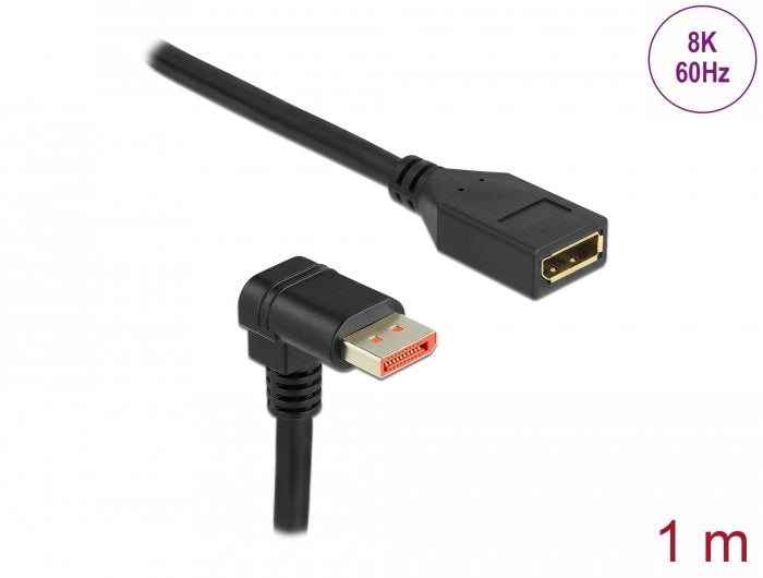 Delock Displayport Verlängerungscable Stecker 90° Unten Gewinkelt Zu Buchse 8k 60 Hz 1 M