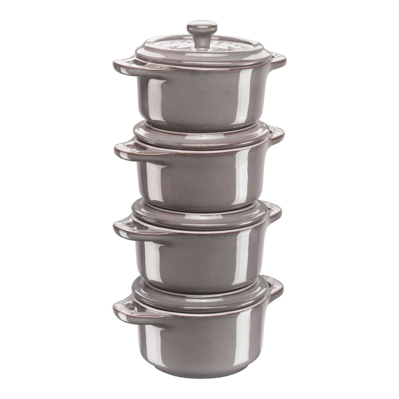 Staub Mini Cocotte Set 4-Tlg. Rund, Keramik, Antik-Grau