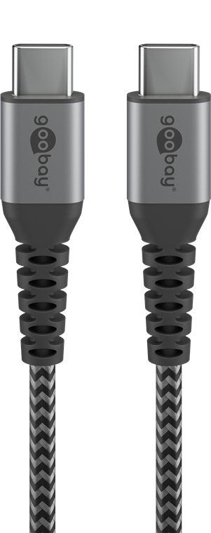 Cable Goobay 49303 Usb-C To Usb-C Textile Cable With Metal Plugs, 2 M, Space Grey Silver