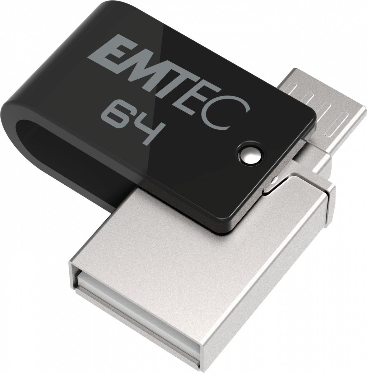 Emtec T260b Unidad Flash Usb 64 Gb Usb Type-A / Micro-Usb 2.0 Negro, Acero Inoxidable