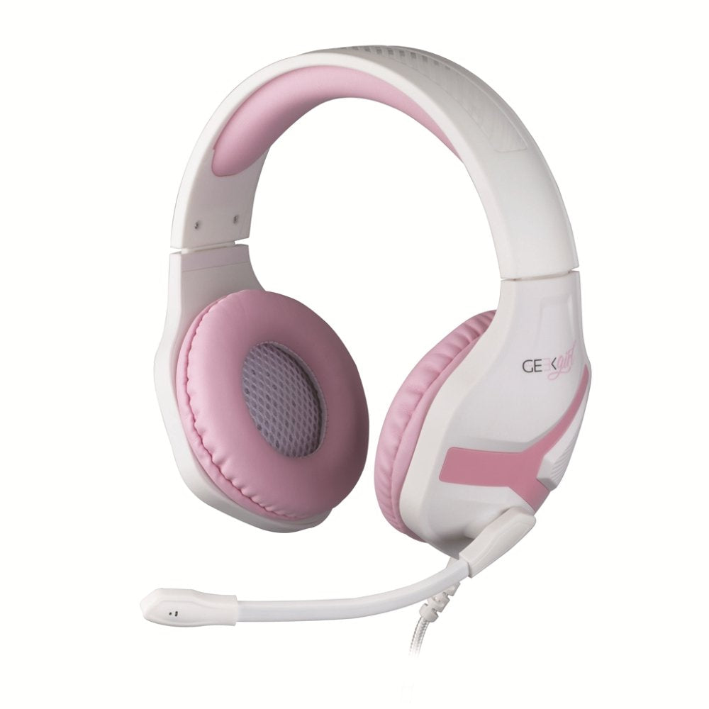 Auriculares Gaming Con Micrófono Konix Geek Girl Crystal   Jack 3.5  Blancos Y Rosas