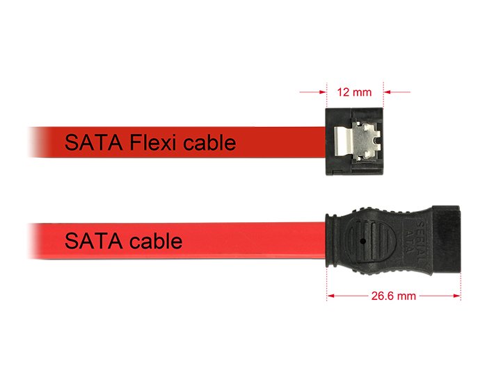 Delock Cable Metálico Rojo Sata Flexi 6 Gb/S De 10 Cm