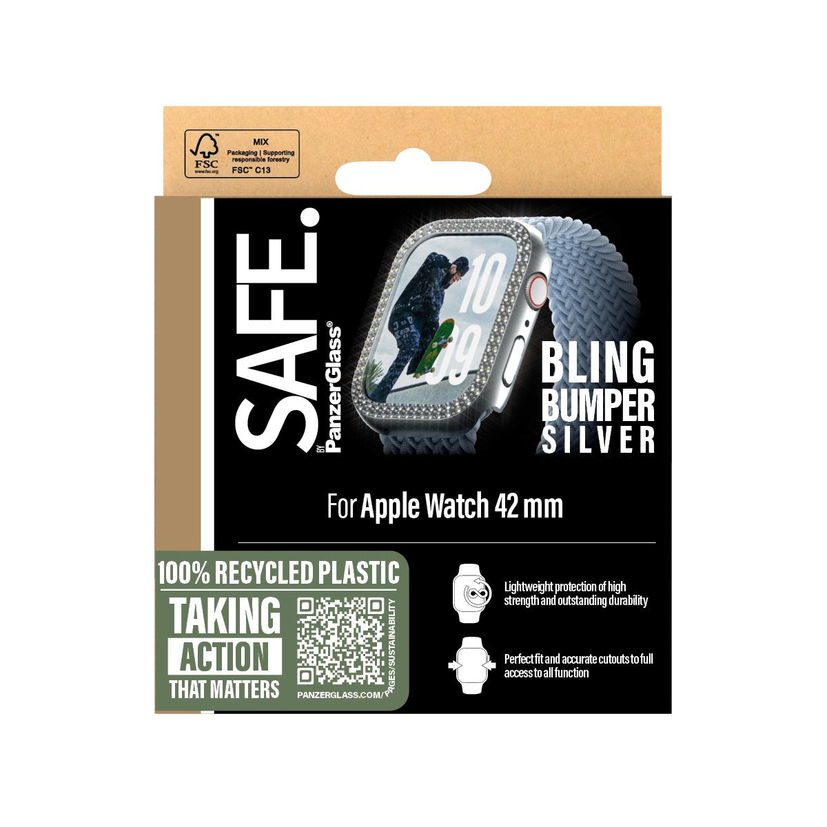 EAN 5715685003776 - PanzerGlass SAFE. by ® Bling Bumper Silver Apple Watch Series 11 | 10 | 42mm funda para teléfono móvil Pl imagen 3