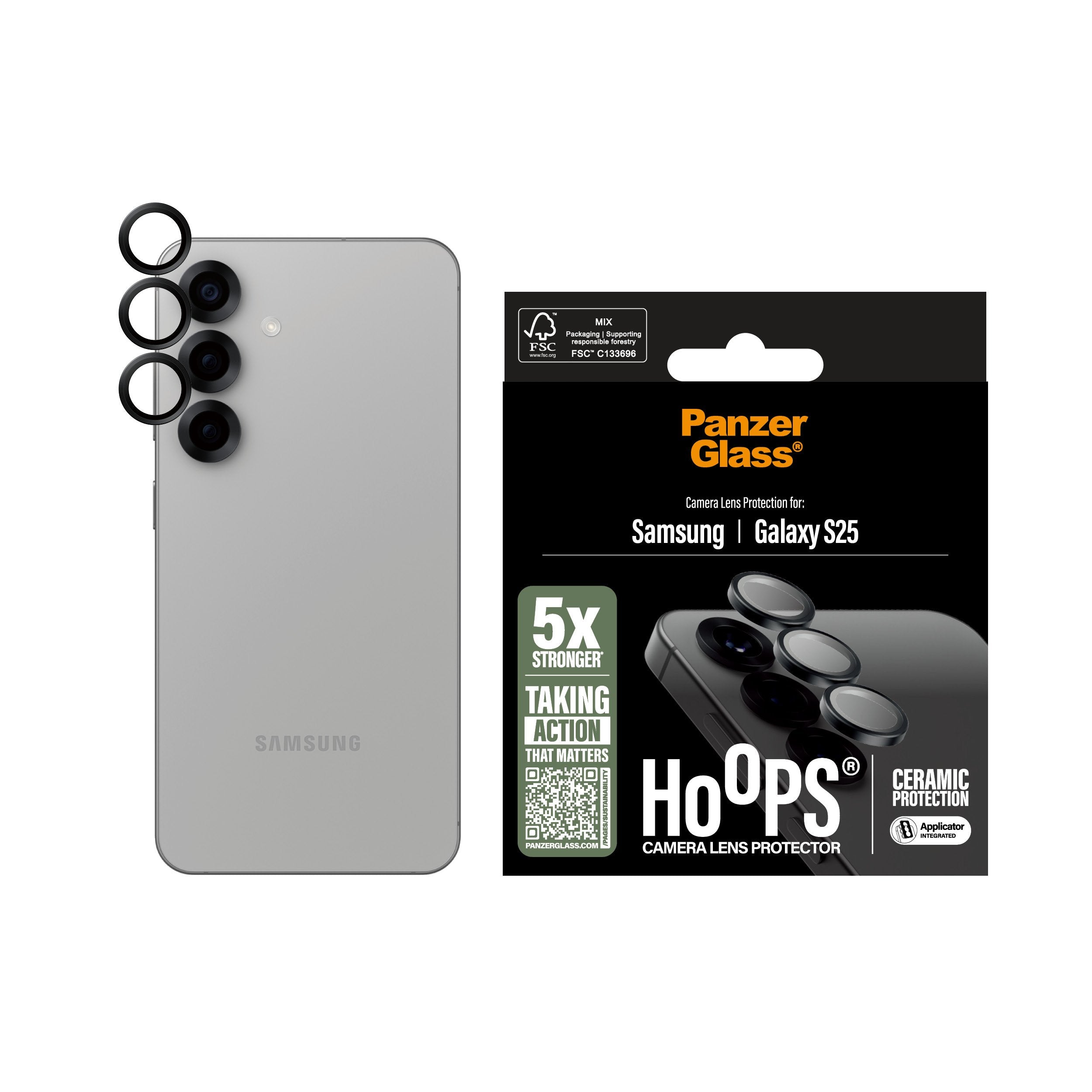EAN 5715685017100 - PanzerGlass ® Hoops® Ceramic Camera Lens Protector Samsung Galaxy S25 Protector de pantalla 1 pieza(s) imagen 2