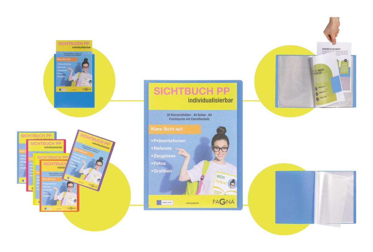 Pagna School Sichtbuch Din A4, 20 Fundas Azul Claro, 1 Unidades