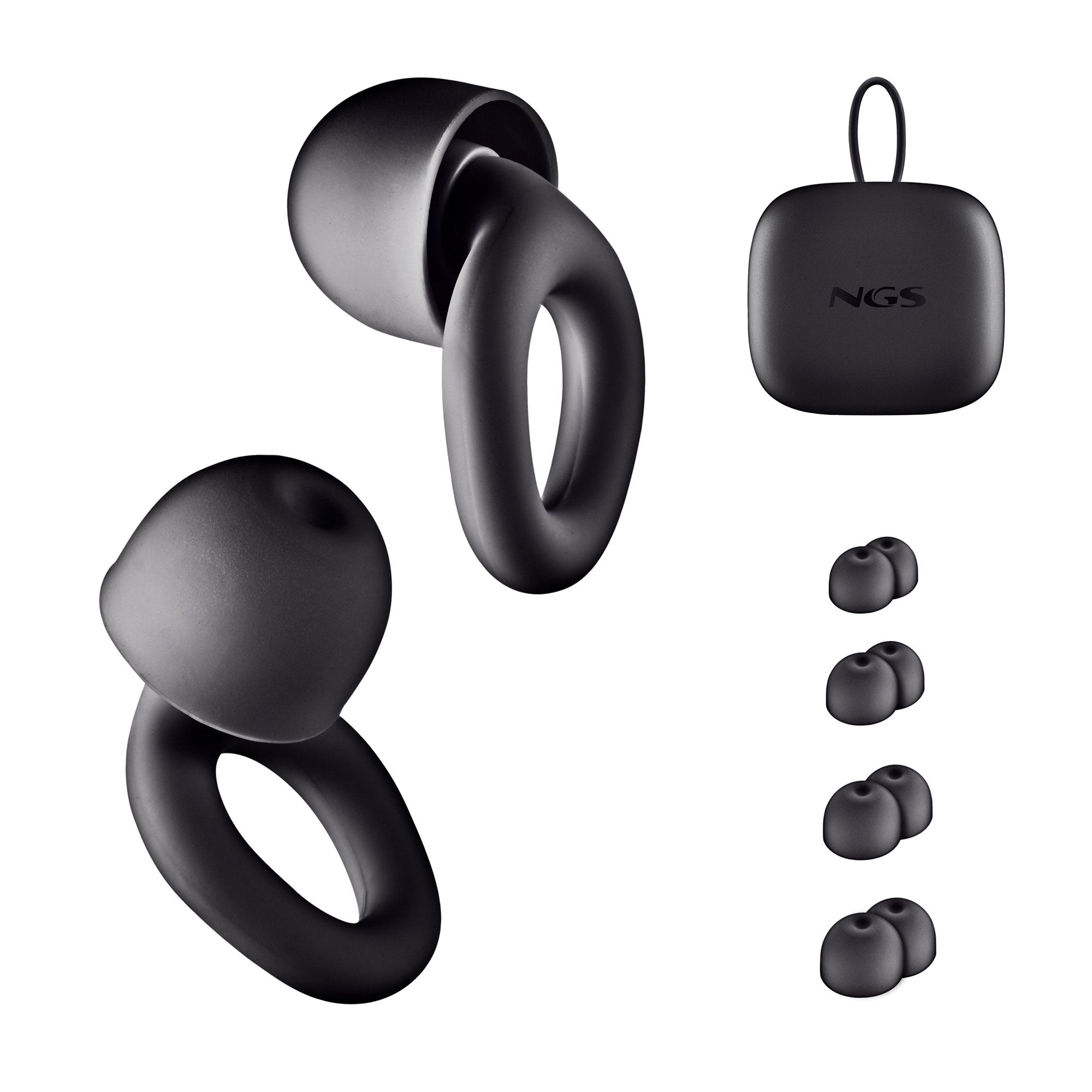 Tapones De Silicona Ngs Para Los Oidos Incluye Funda Y 4 Almohadillas Black