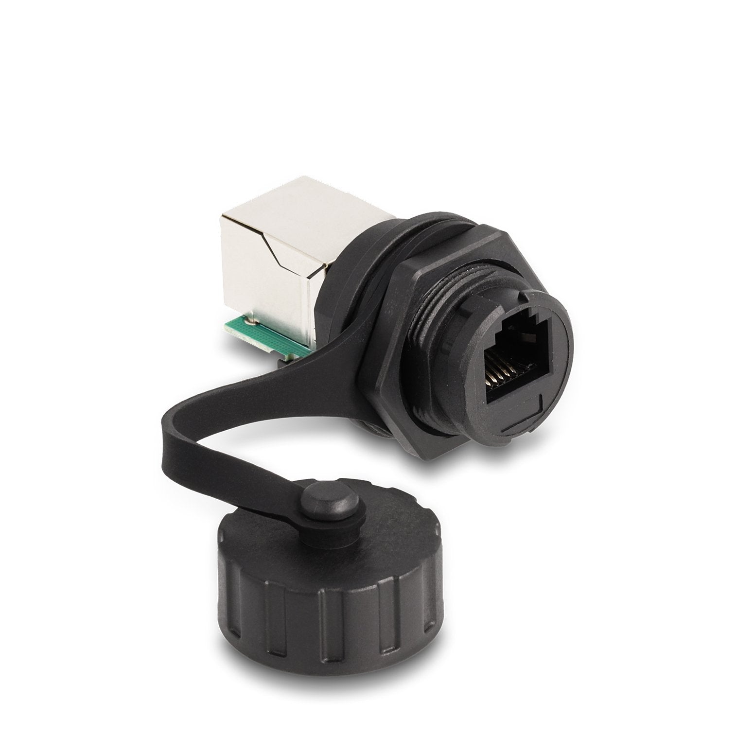 Delock Cableverbinder Rj12 Buchse Zu Rj12 Buchse Zum Einbau Mit Verschlusskappe Ip68 Staub- Und Wasserdicht Schwarz