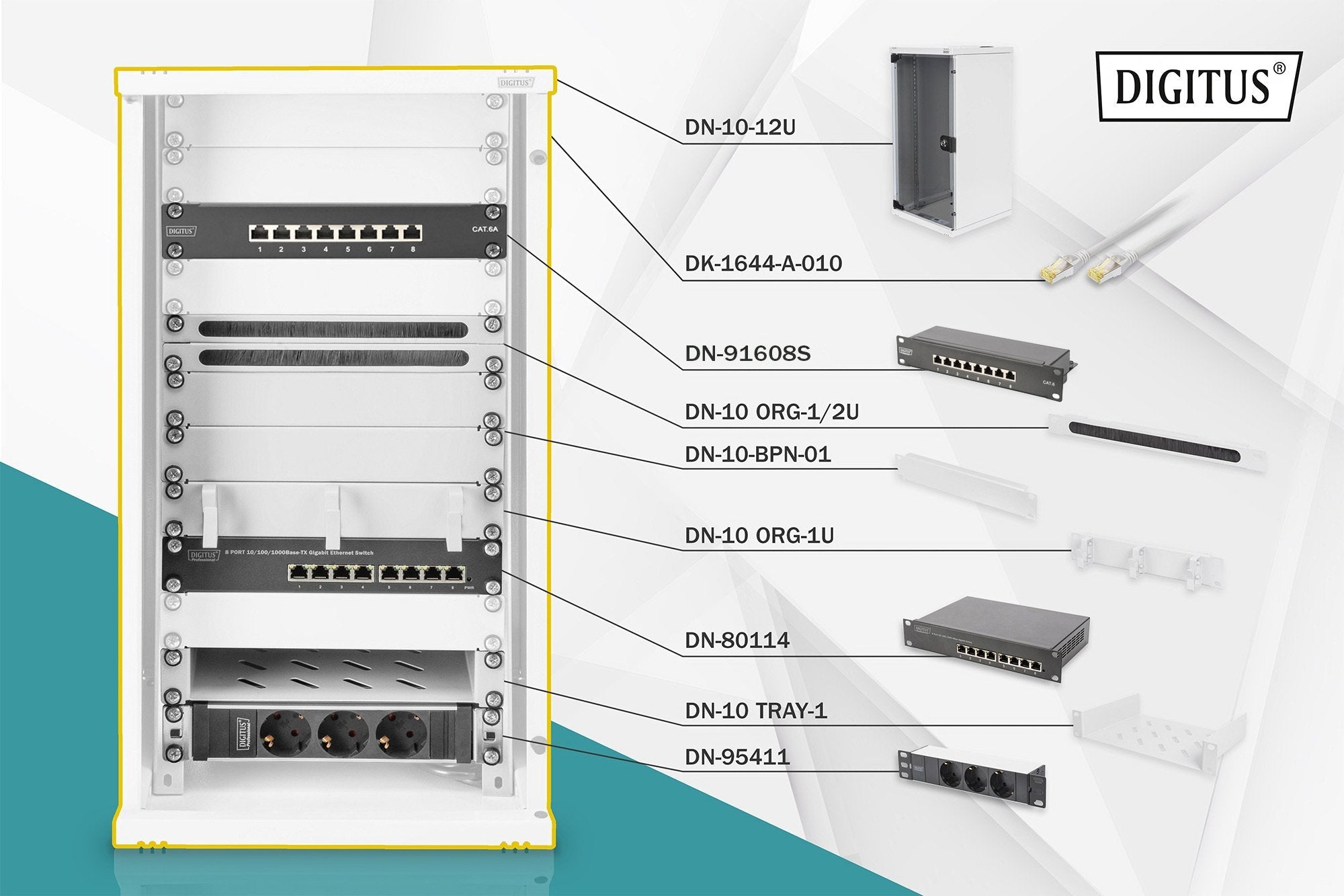Kit Digitus Armario 254 Mm (10 ") - 12u, 312 X 300 Mm (W X D), De Ti Dn-10-Set-3