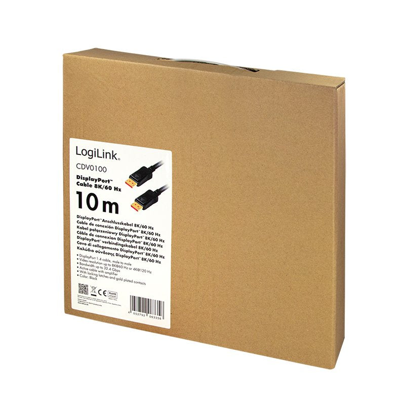 Cable Displayport  Macho-Macho De 10m Amplificado 8k Dp1.4