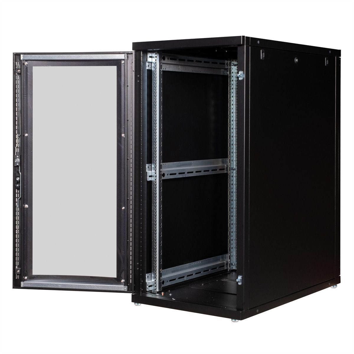 Roline 19-Zoll Serverschrank Pro 26 He, 600x1000 Bxt Schwarz Plexiglas